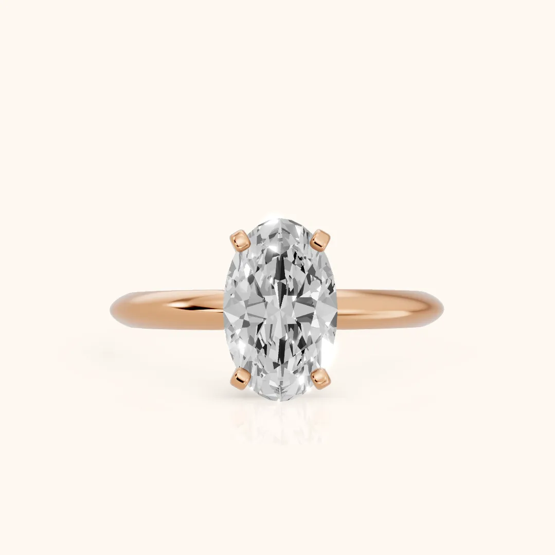 Wren Solitaire Oval Diamond Ring in Rose Gold — view 2