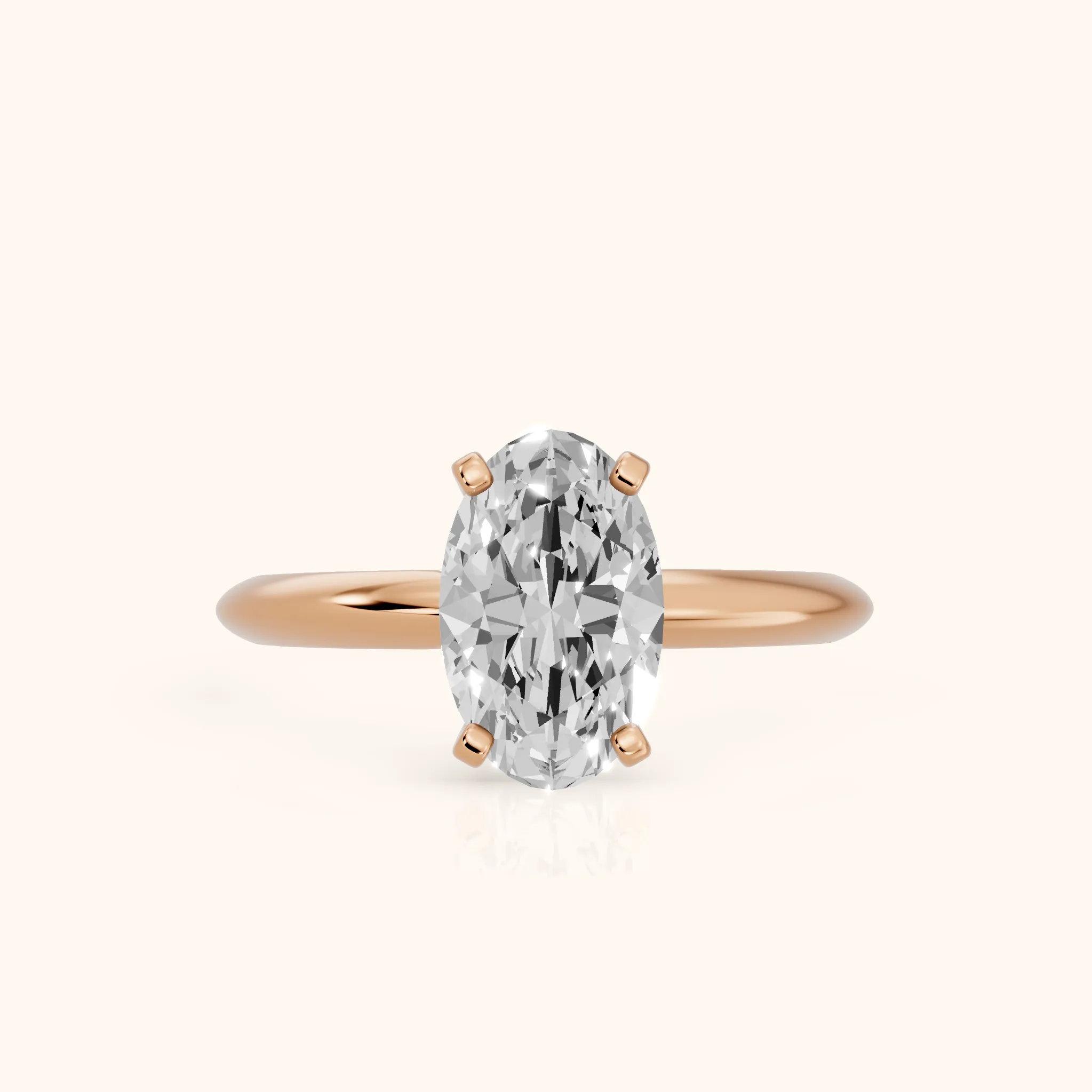 Wren Solitaire Oval Diamond Ring in Rose Gold — view 1