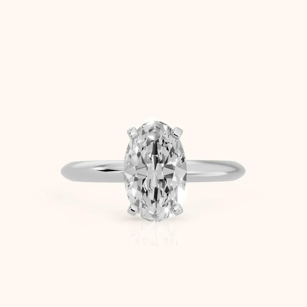 Wren Solitaire Oval Diamond Ring in White Gold — view 2