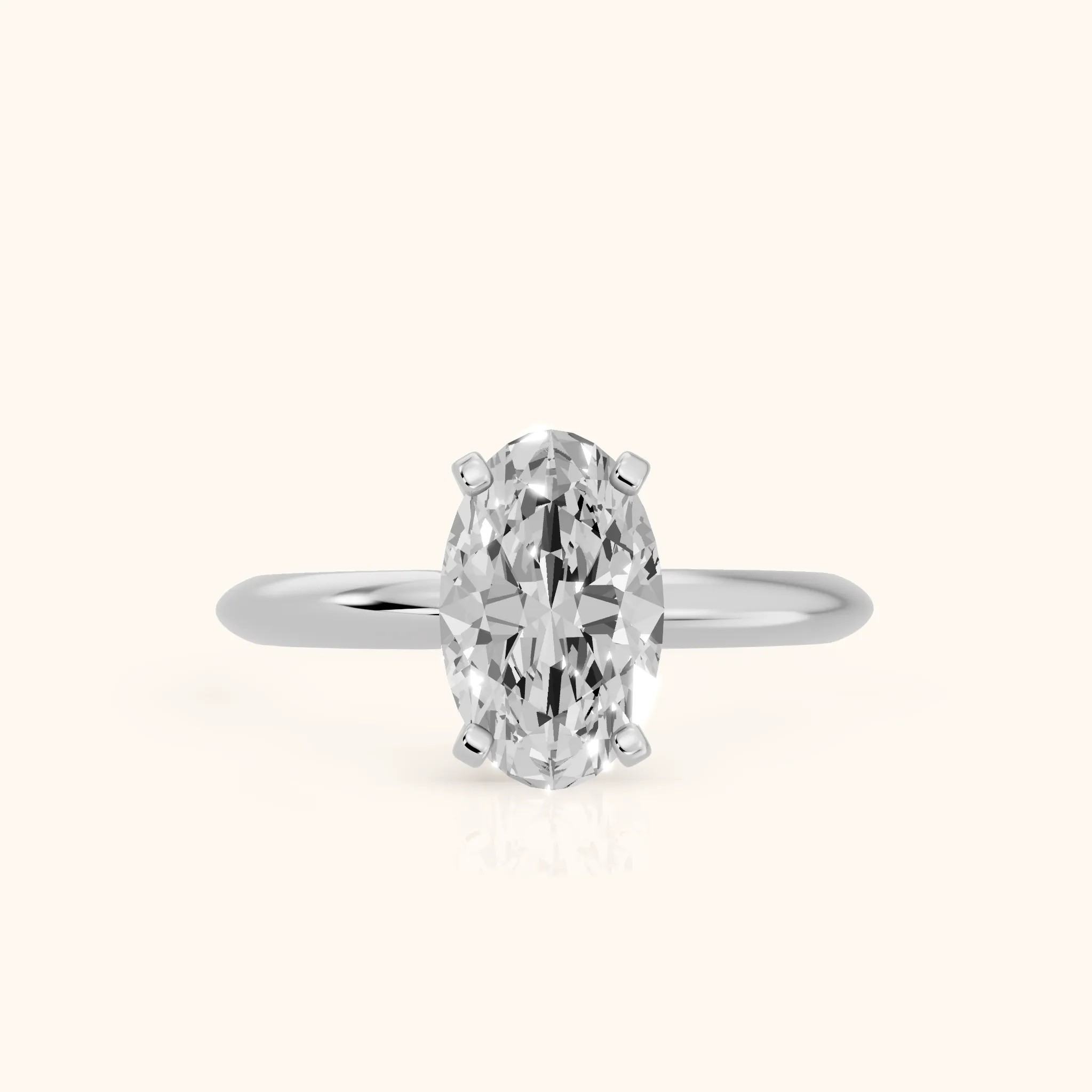 Wren Solitaire Oval Diamond Ring in White Gold — view 1