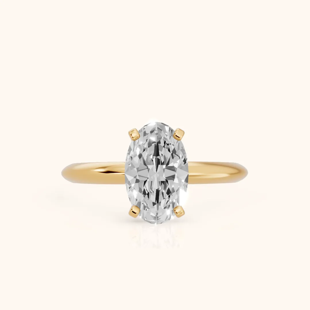 Wren Solitaire Oval Diamond Ring in Yellow Gold — view 2