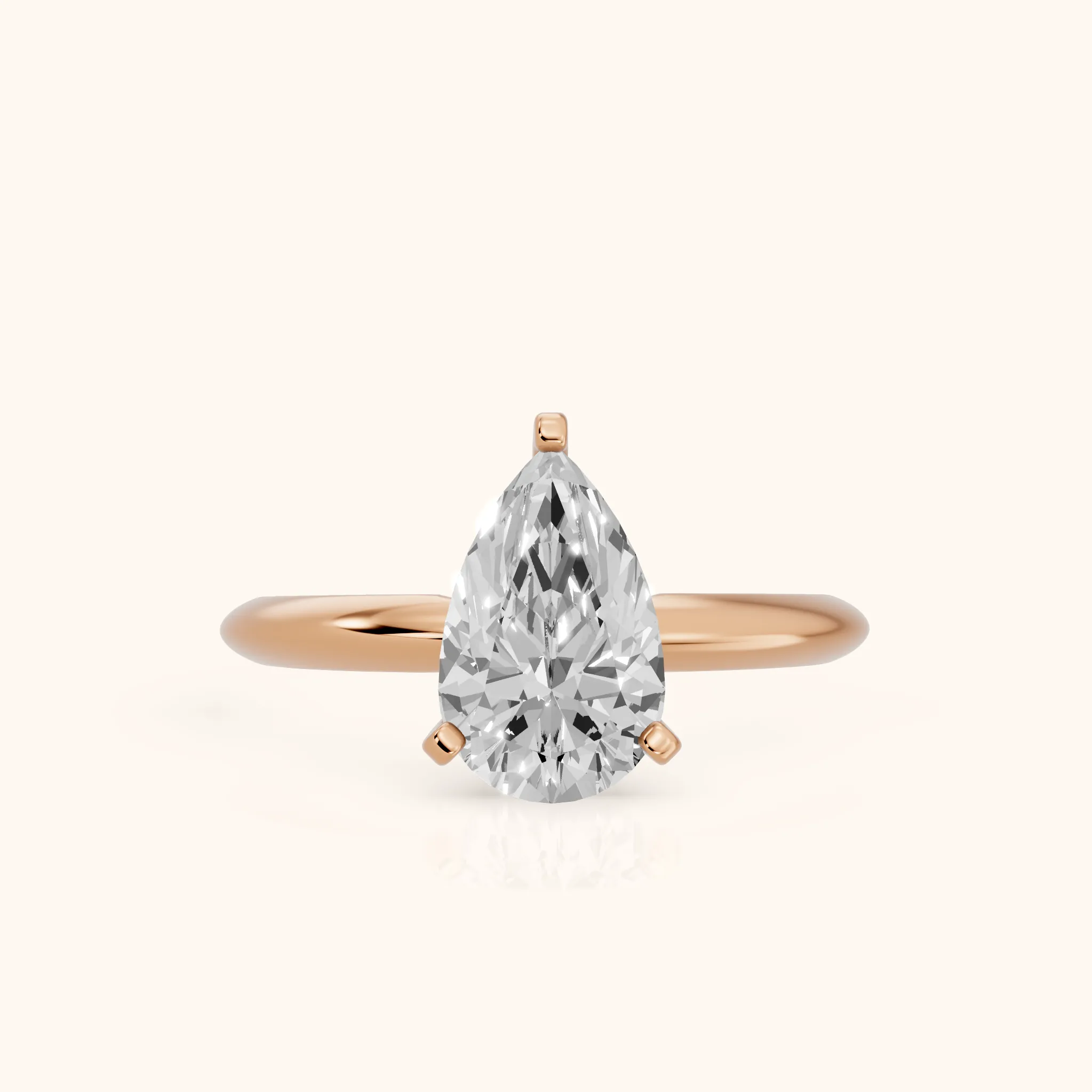 Wren Solitaire Pear Diamond Ring in Rose Gold — view 1