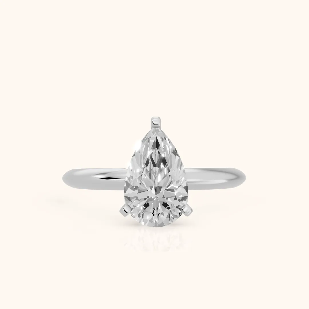 Wren Solitaire Pear Diamond Ring in Platinum — view 2