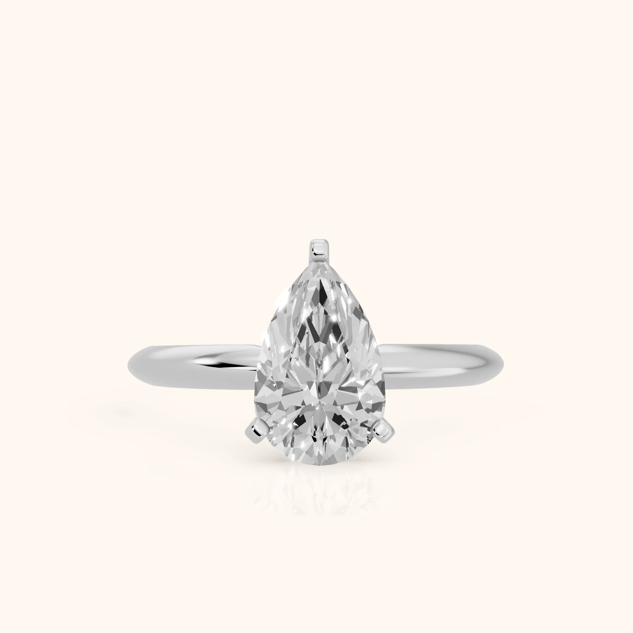 Wren Solitaire Pear Diamond Ring in Platinum — view 1