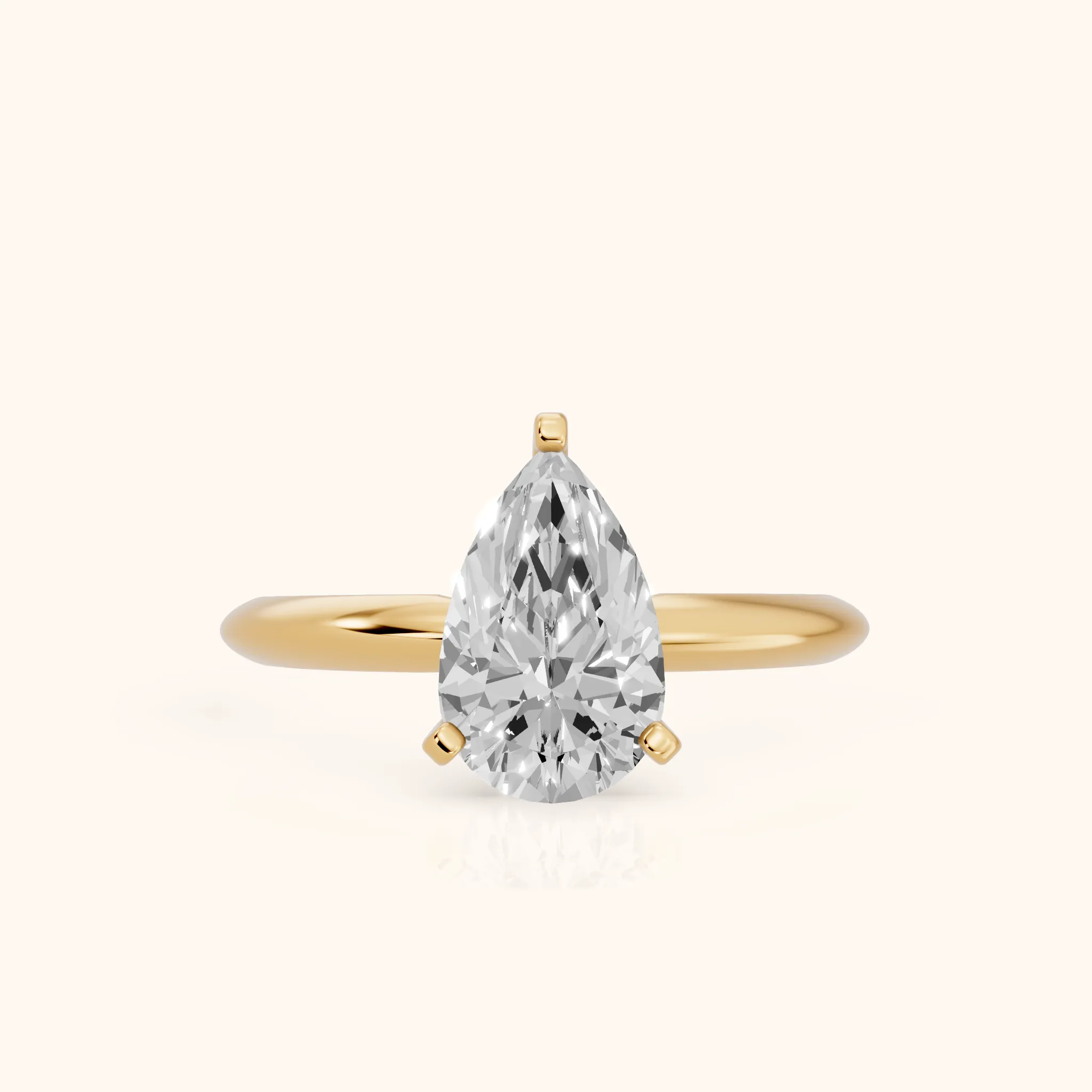 Wren Solitaire Pear Diamond Ring in Yellow Gold — view 1