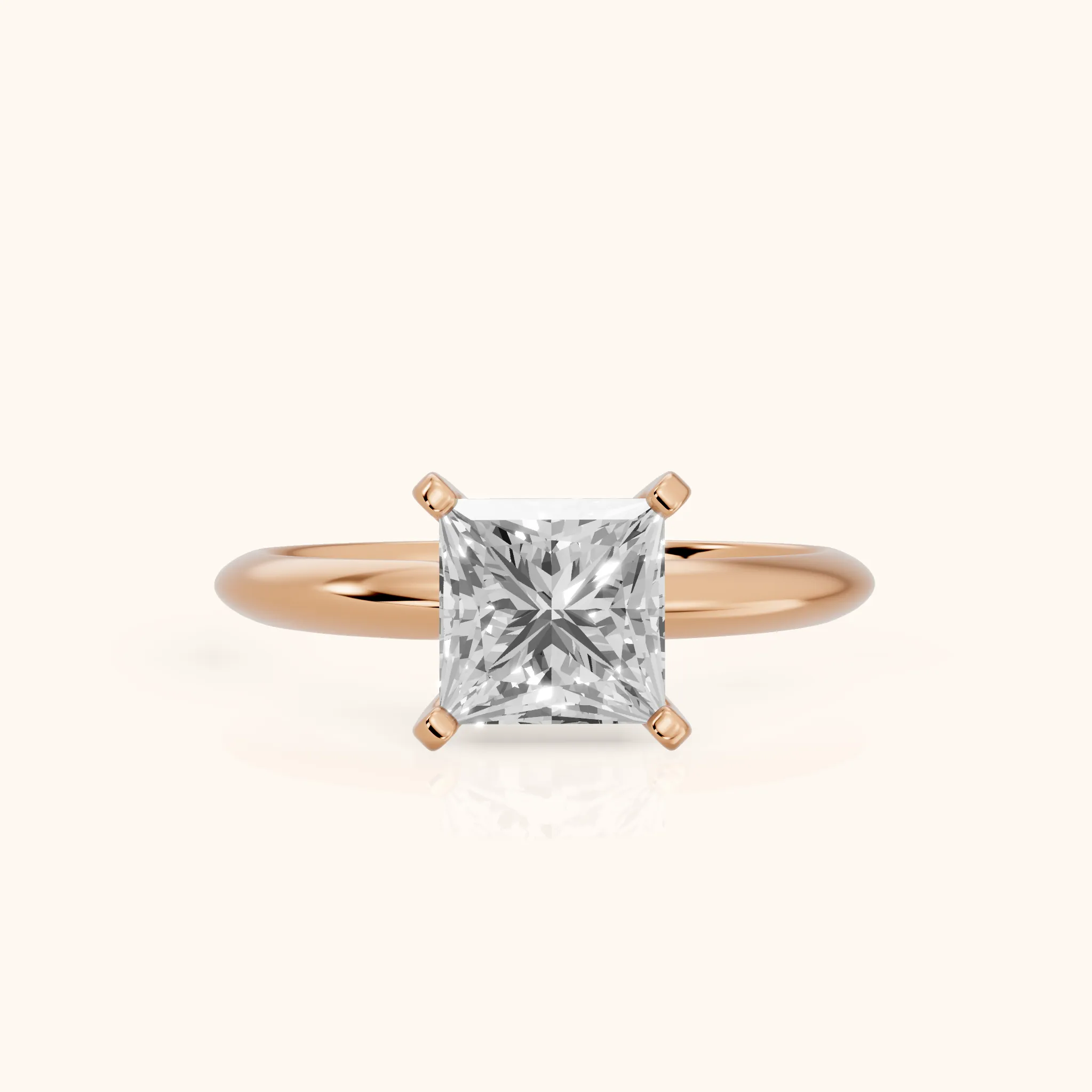 Wren Solitaire Princess Diamond Ring in Rose Gold — view 1