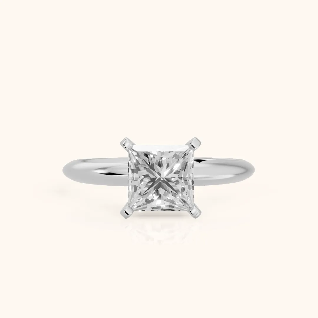 Wren Solitaire Princess Diamond Ring in Platinum — view 2