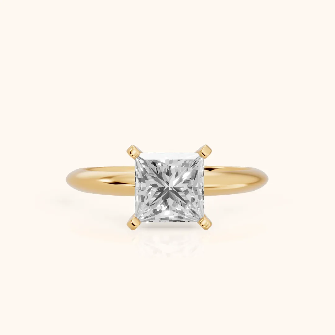 Wren Solitaire Princess Diamond Ring in Yellow Gold — view 2