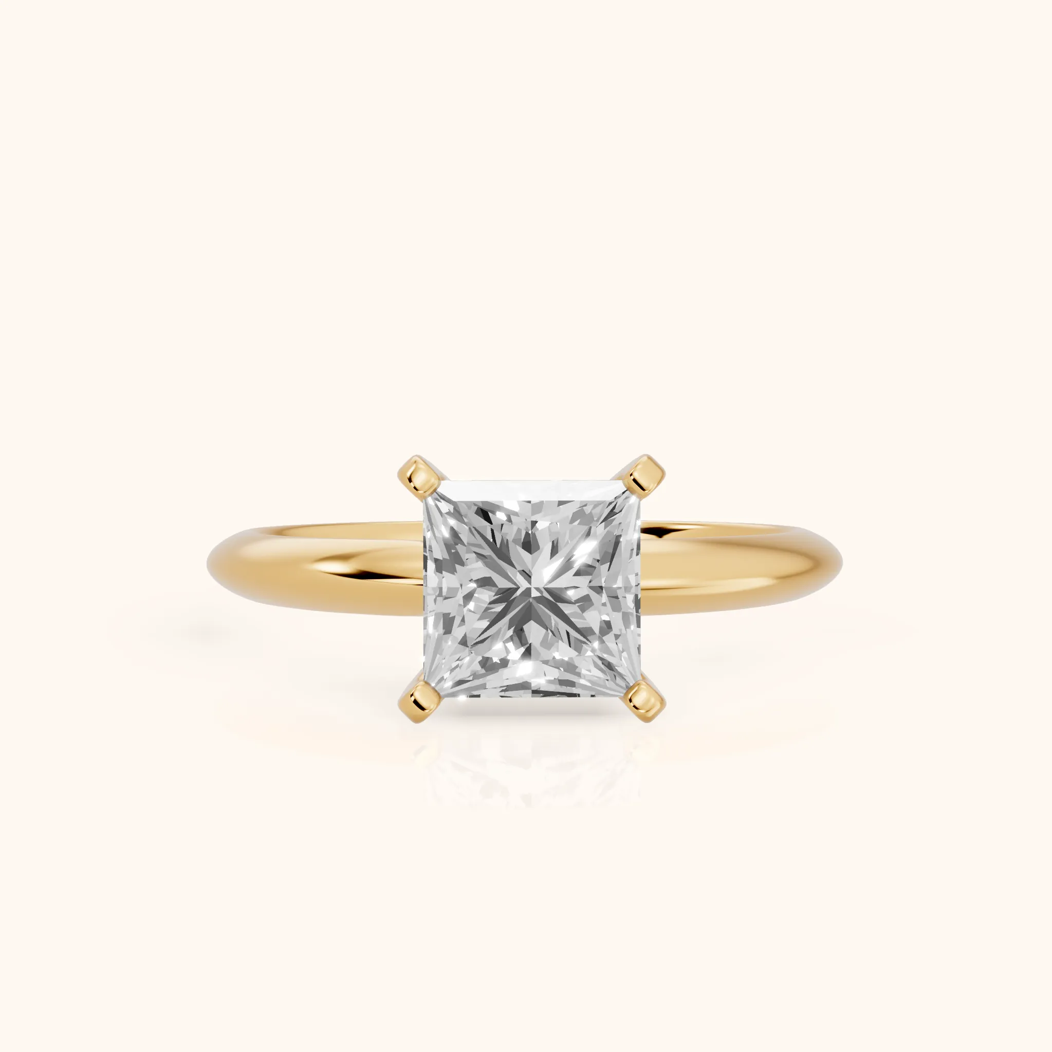 Wren Solitaire Princess Diamond Ring in Yellow Gold — view 1