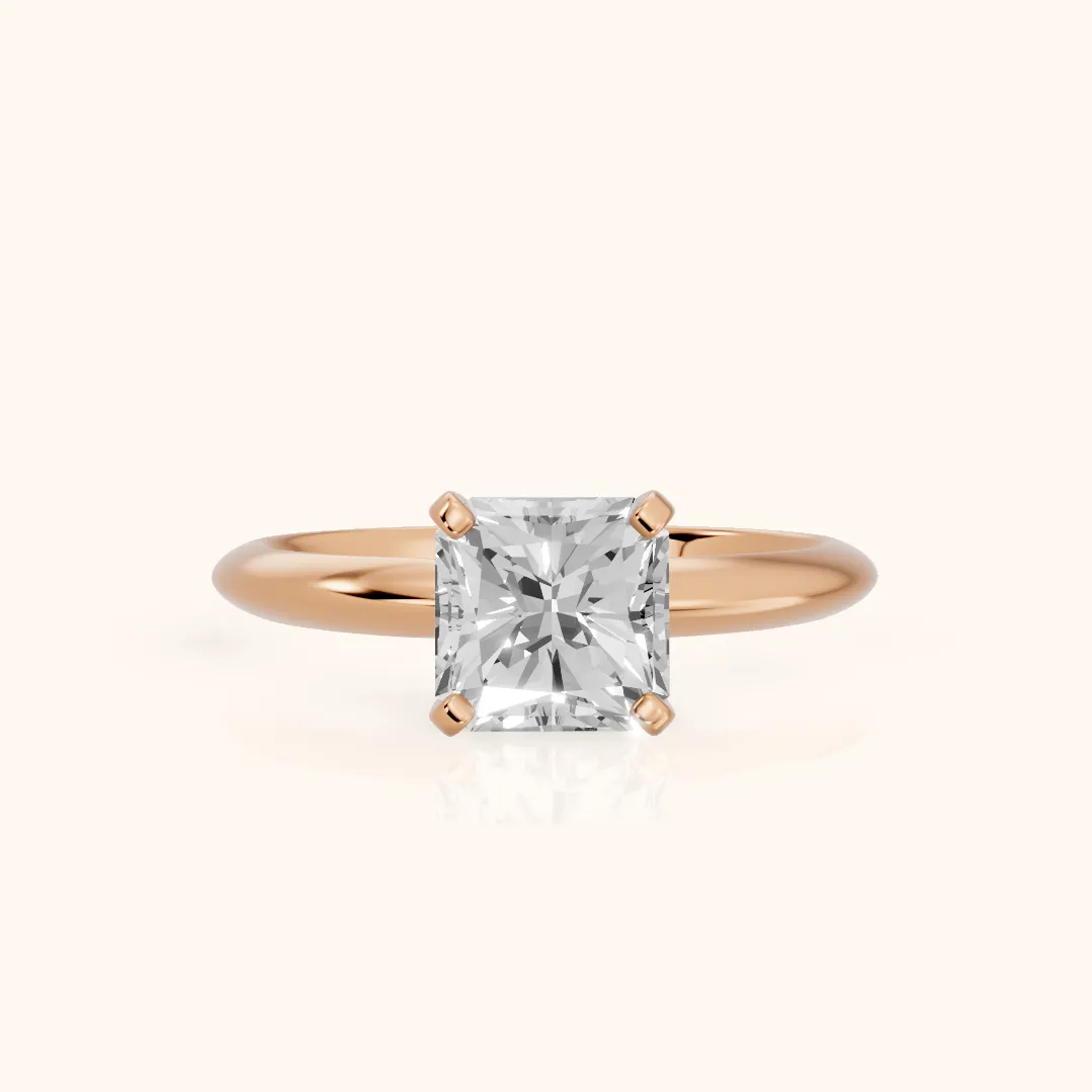 Wren Solitaire Radiant Diamond Ring in Rose Gold — view 2