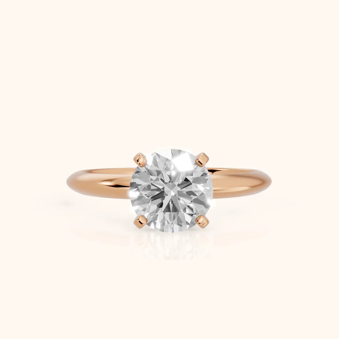 Wren Solitaire Round Diamond Ring in Rose Gold — view 2