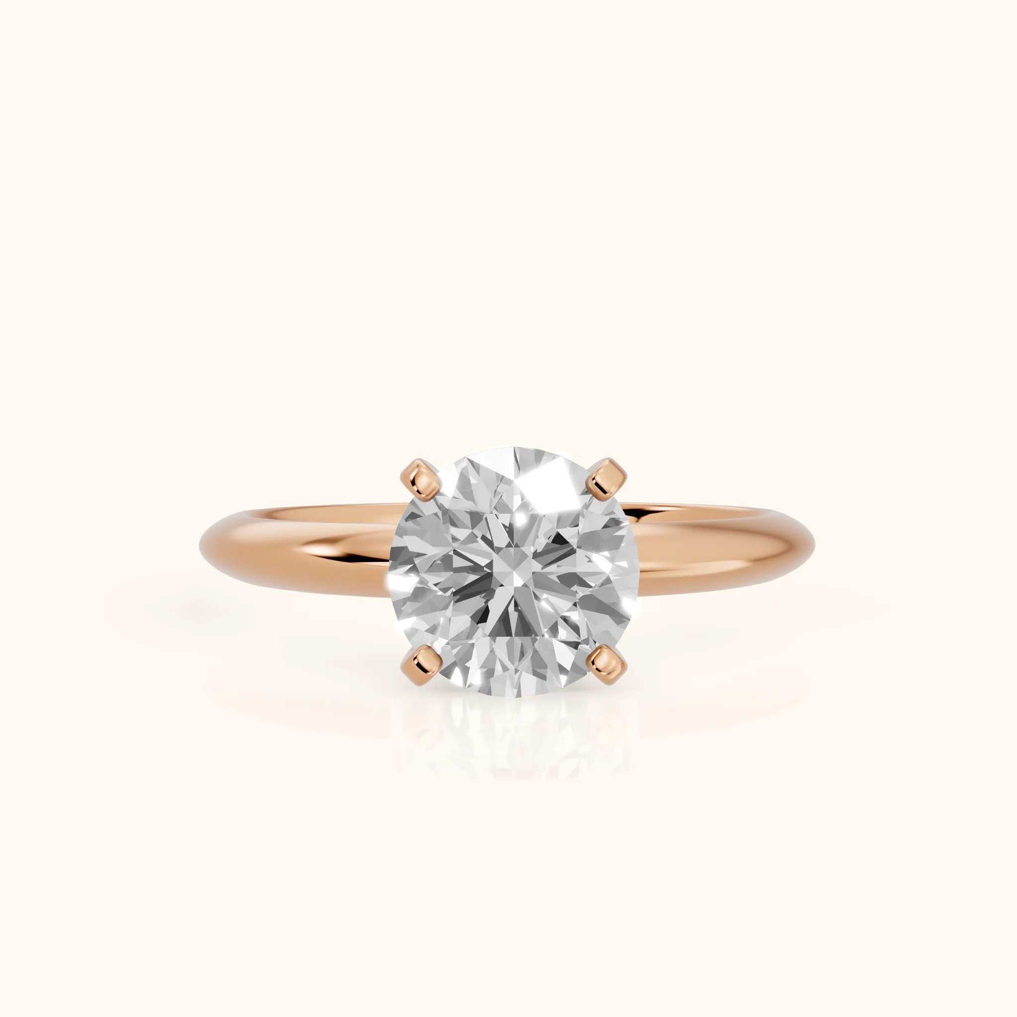 Wren Solitaire Round Diamond Ring in Rose Gold — view 1