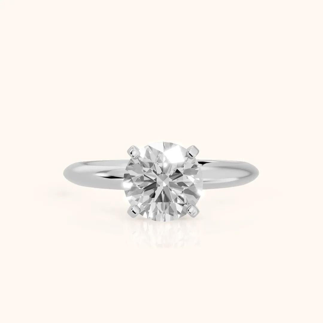 Wren Solitaire Round Diamond Ring in White Gold — view 2