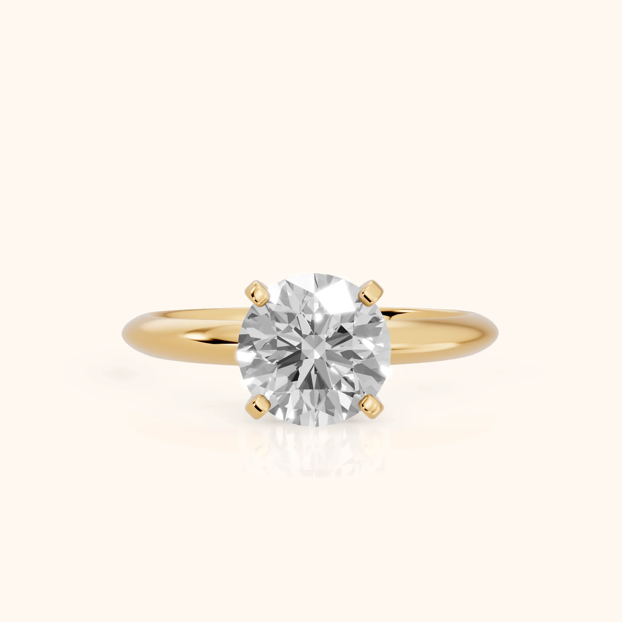 Wren Solitaire Round Diamond Ring in Yellow Gold — view 1