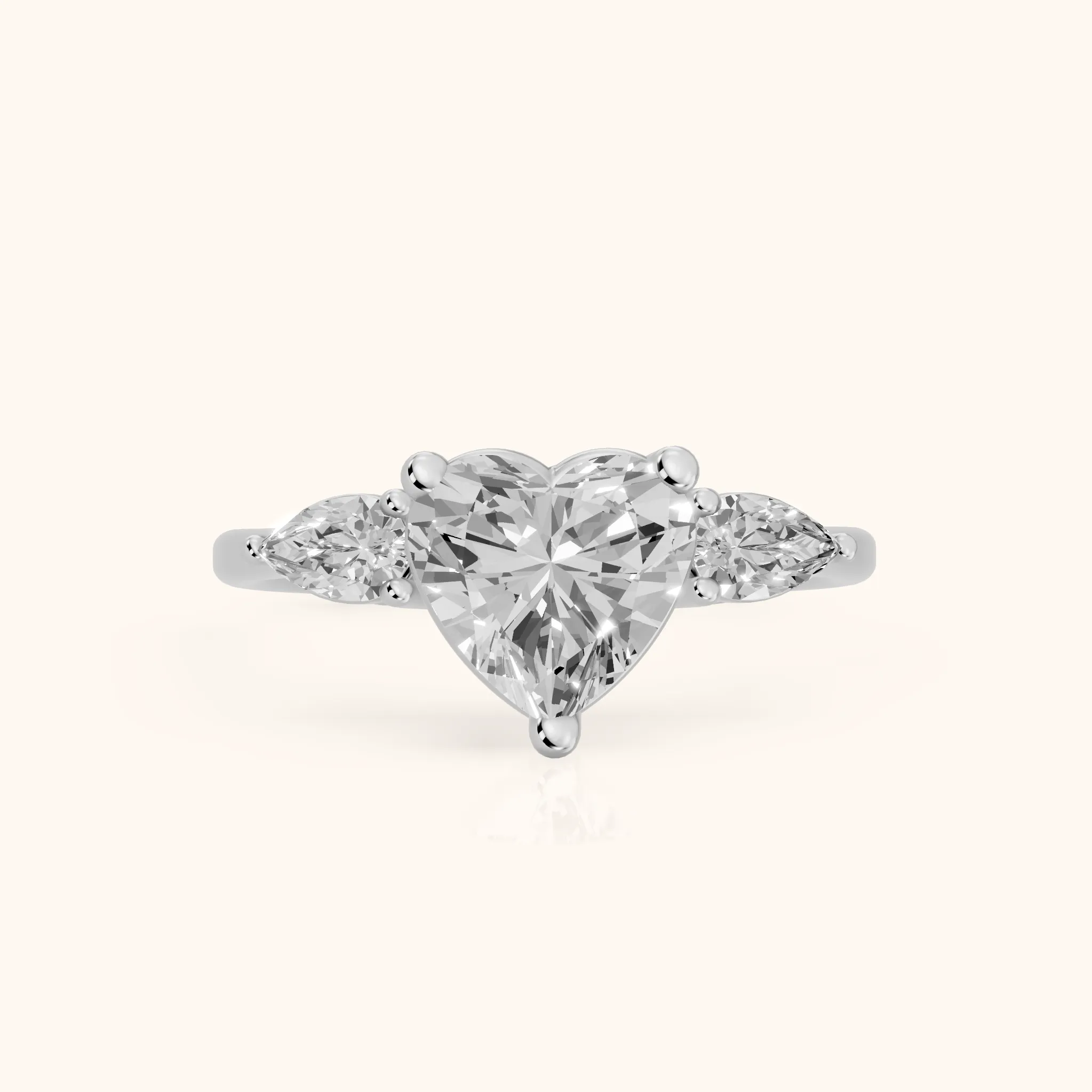 Faye Three-Stone Trellis Heart Diamond Ring in Silver — view 1