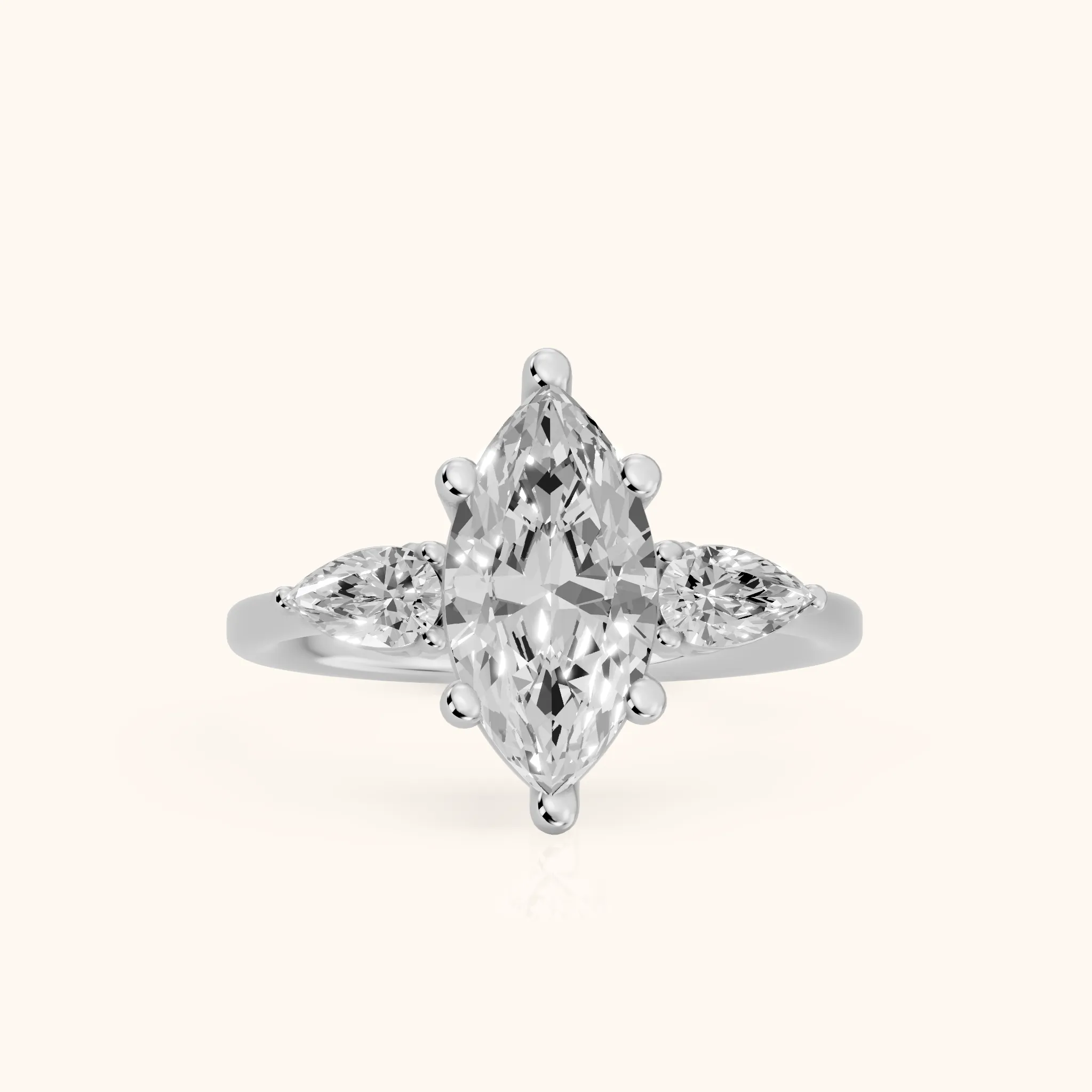 Faye Three-Stone Trellis Marquise Diamond Ring in Silver — view 1