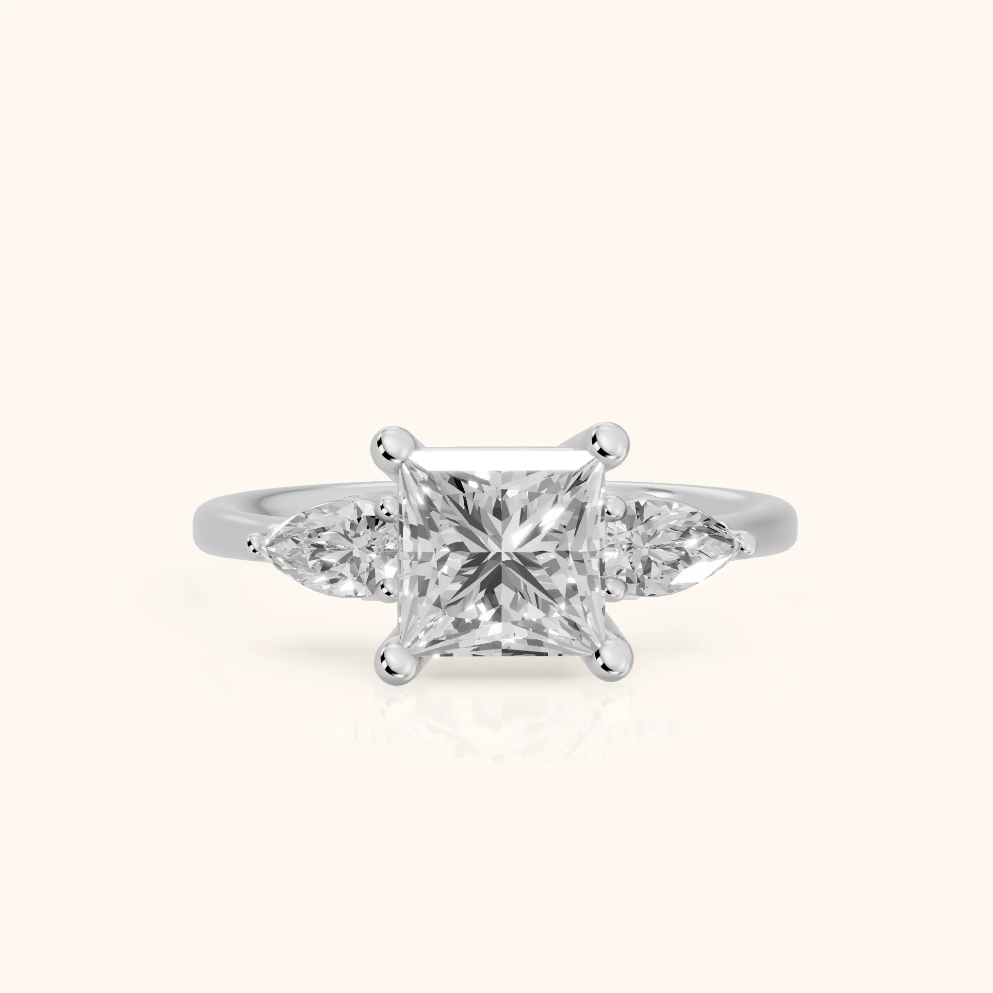 Faye Three-Stone Trellis Princess Diamond Ring in Silver — view 1