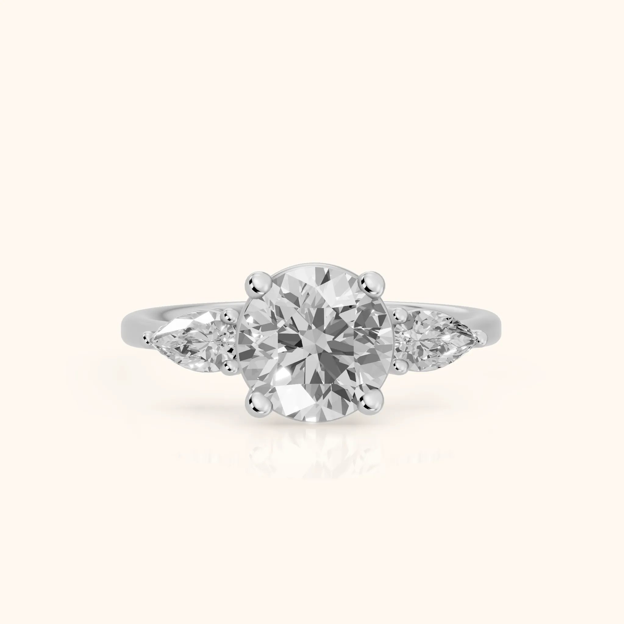 Faye Three-Stone Trellis Round Diamond Ring in Silver — view 1