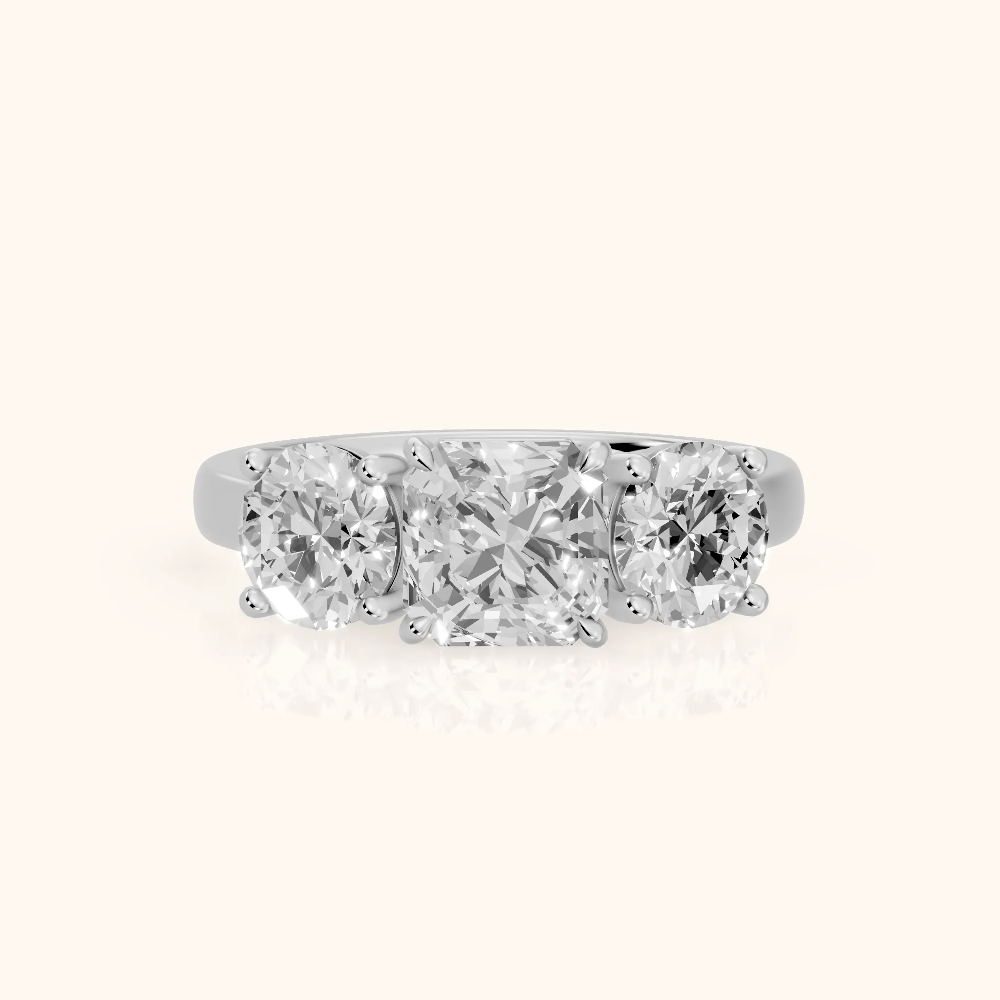 Esme Three-Stone Tapered Asscher Diamond Ring in Silver — view 1