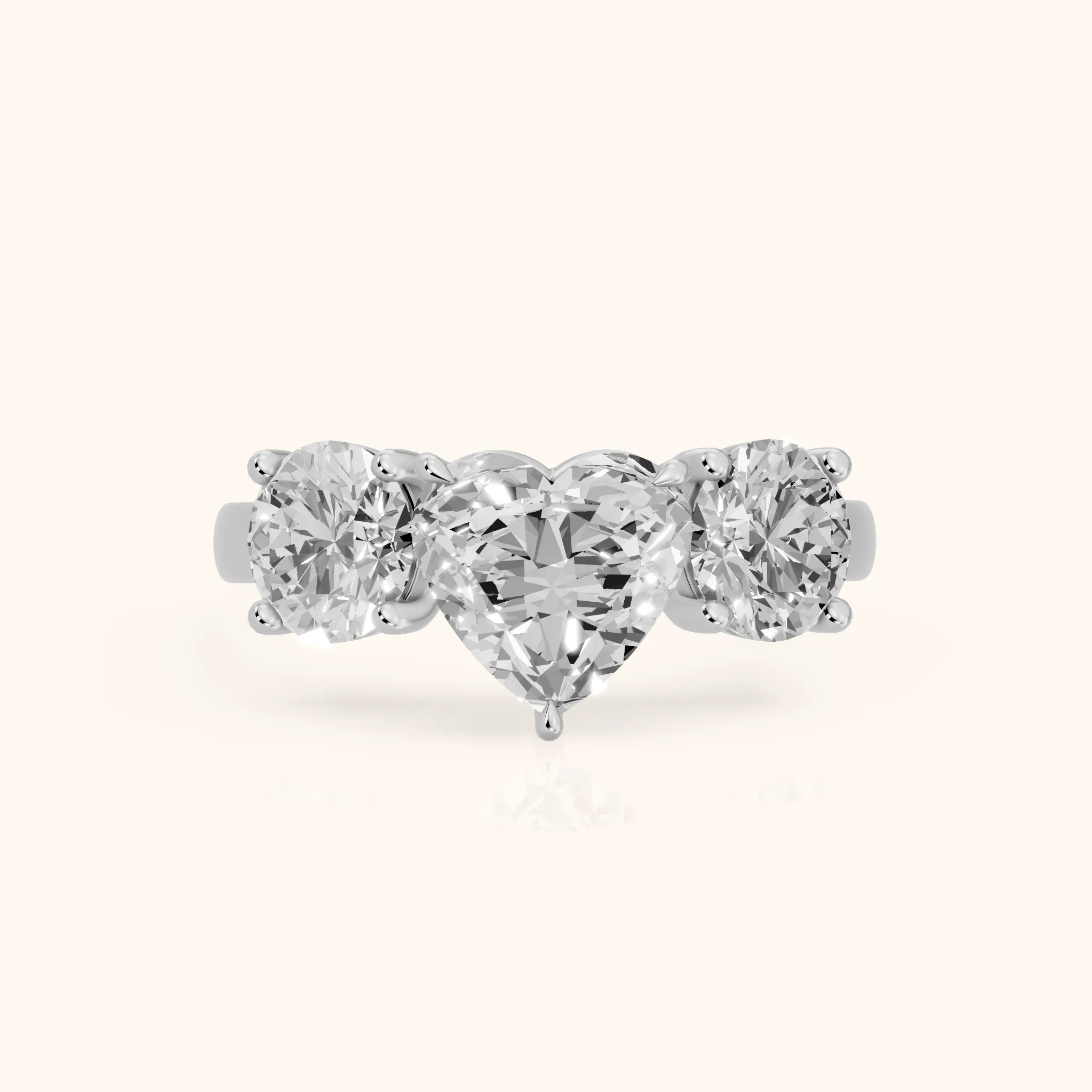 Esme Three-Stone Tapered Heart Diamond Ring in Silver — view 1