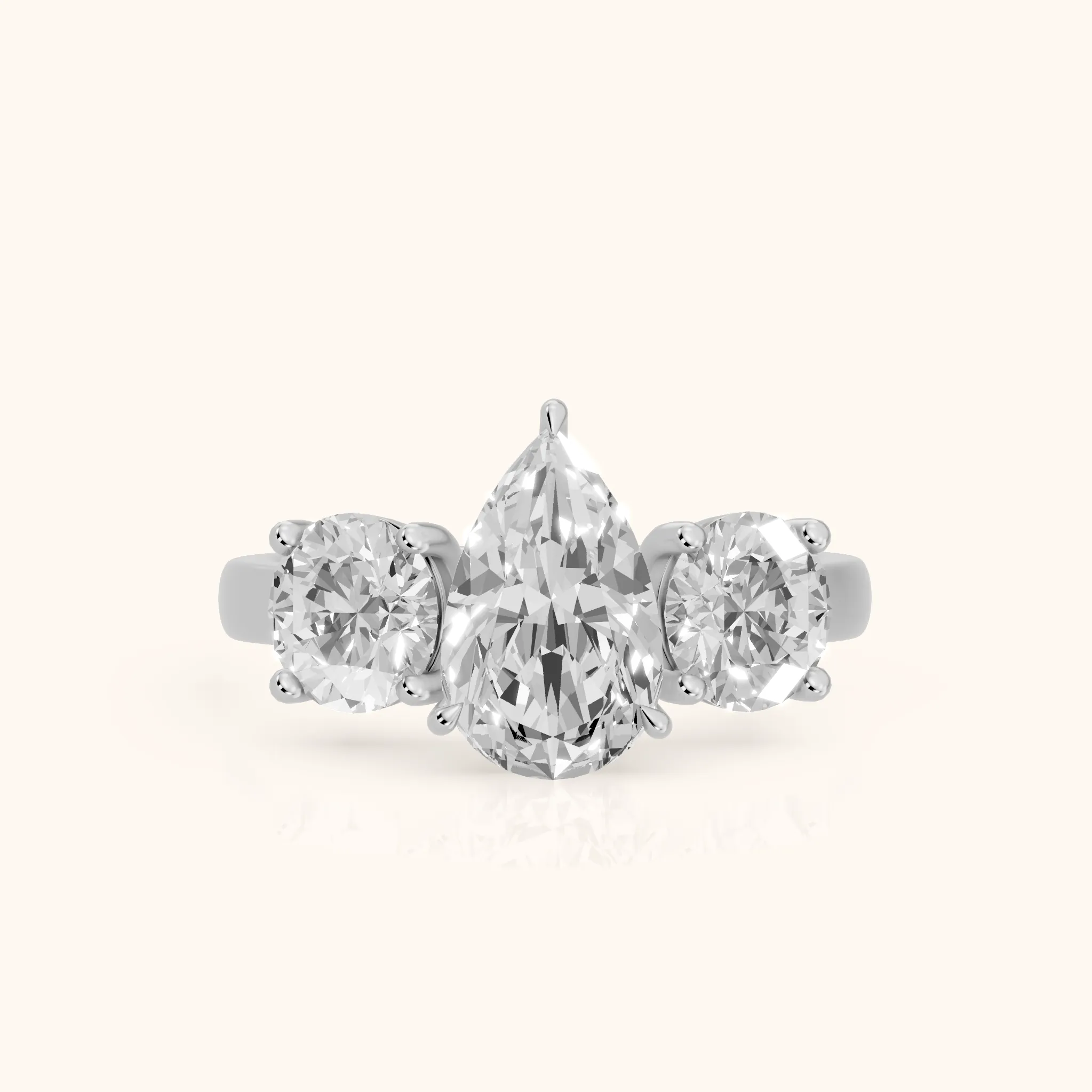 Esme Three-Stone Tapered Pear Diamond Ring in Silver — view 1