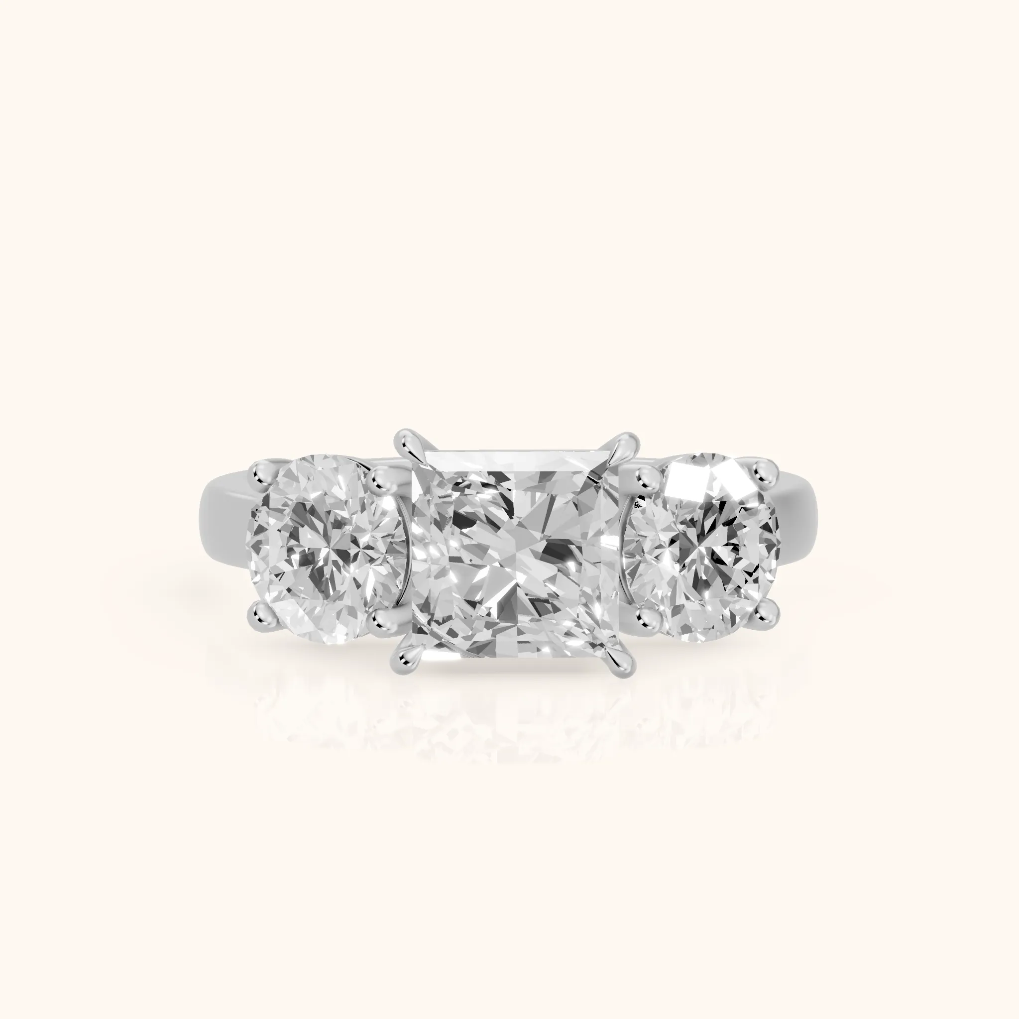 Esme Three-Stone Tapered Princess Diamond Ring in Silver — view 1