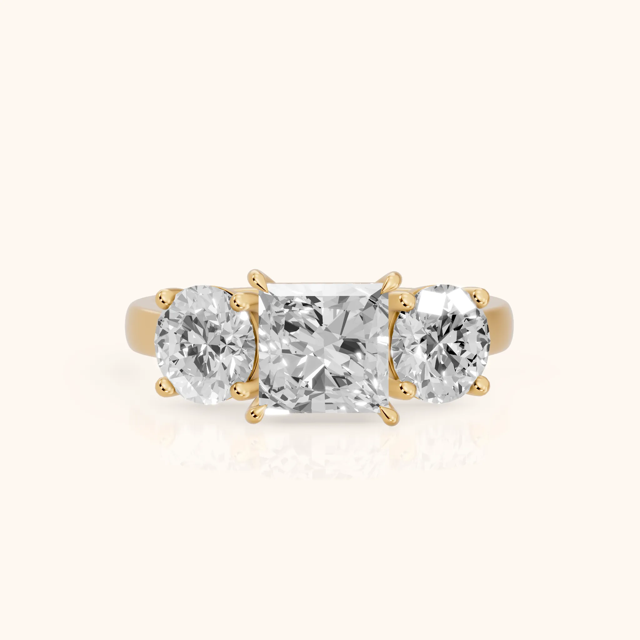 Esme Three-Stone Tapered Princess Diamond Ring in Yellow Gold — view 1