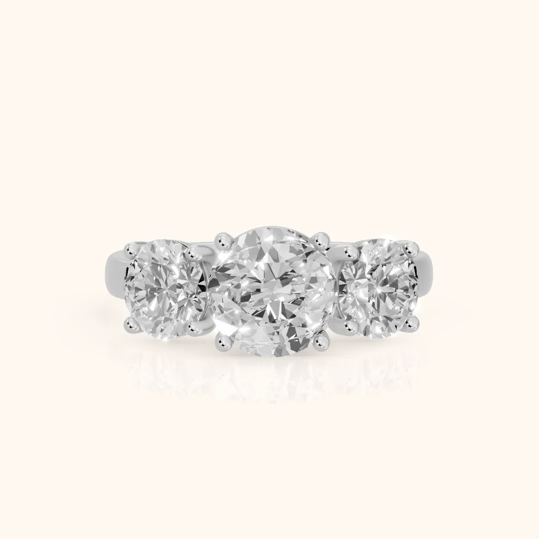 Esme Three-Stone Tapered Round Diamond Ring in Platinum — view 2