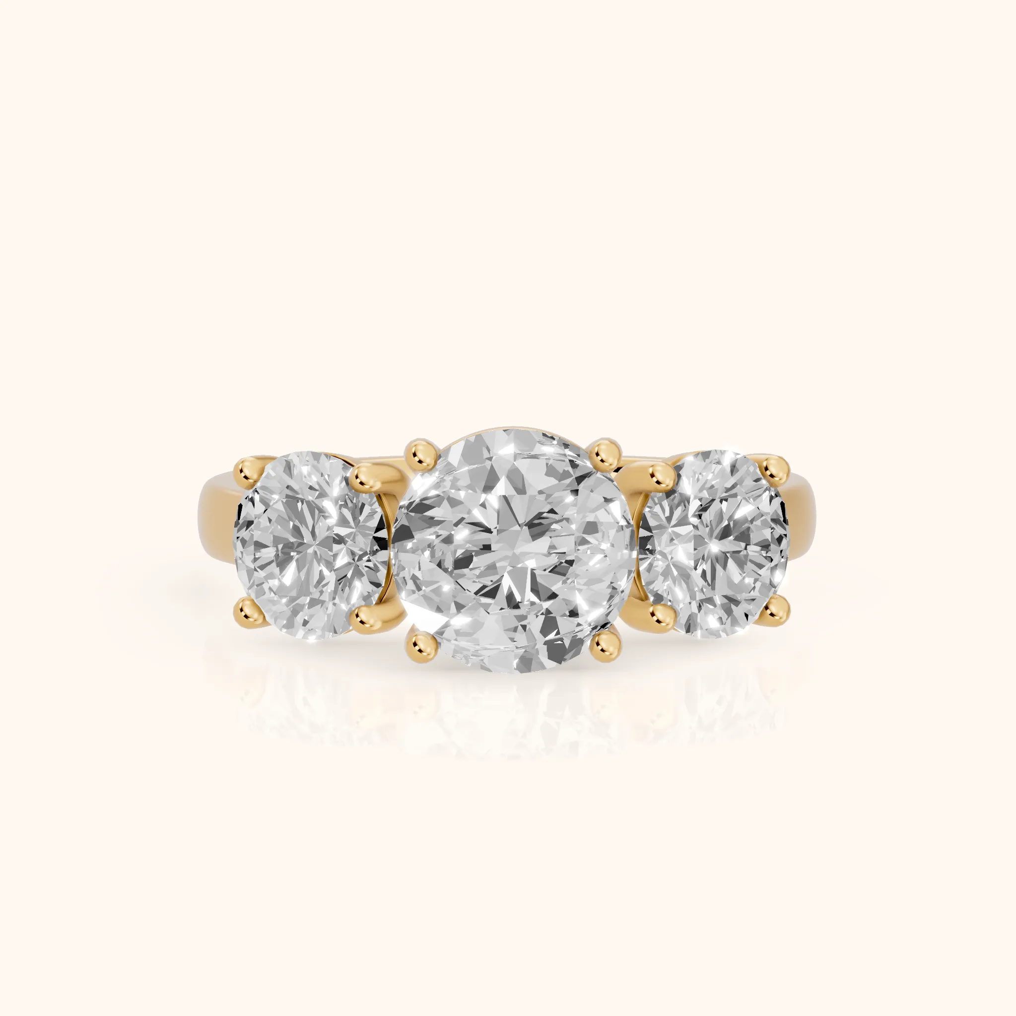 Esme Three-Stone Tapered Round Diamond Ring in Yellow Gold — view 1