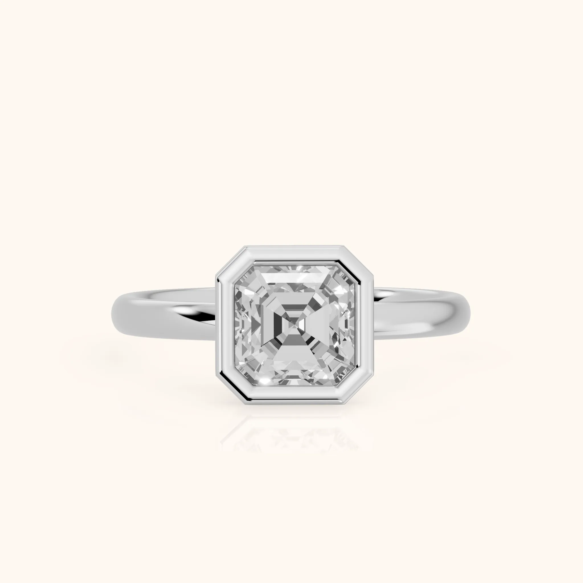 Maeve Bezel Solitaire Asscher Diamond Ring in Silver — view 1