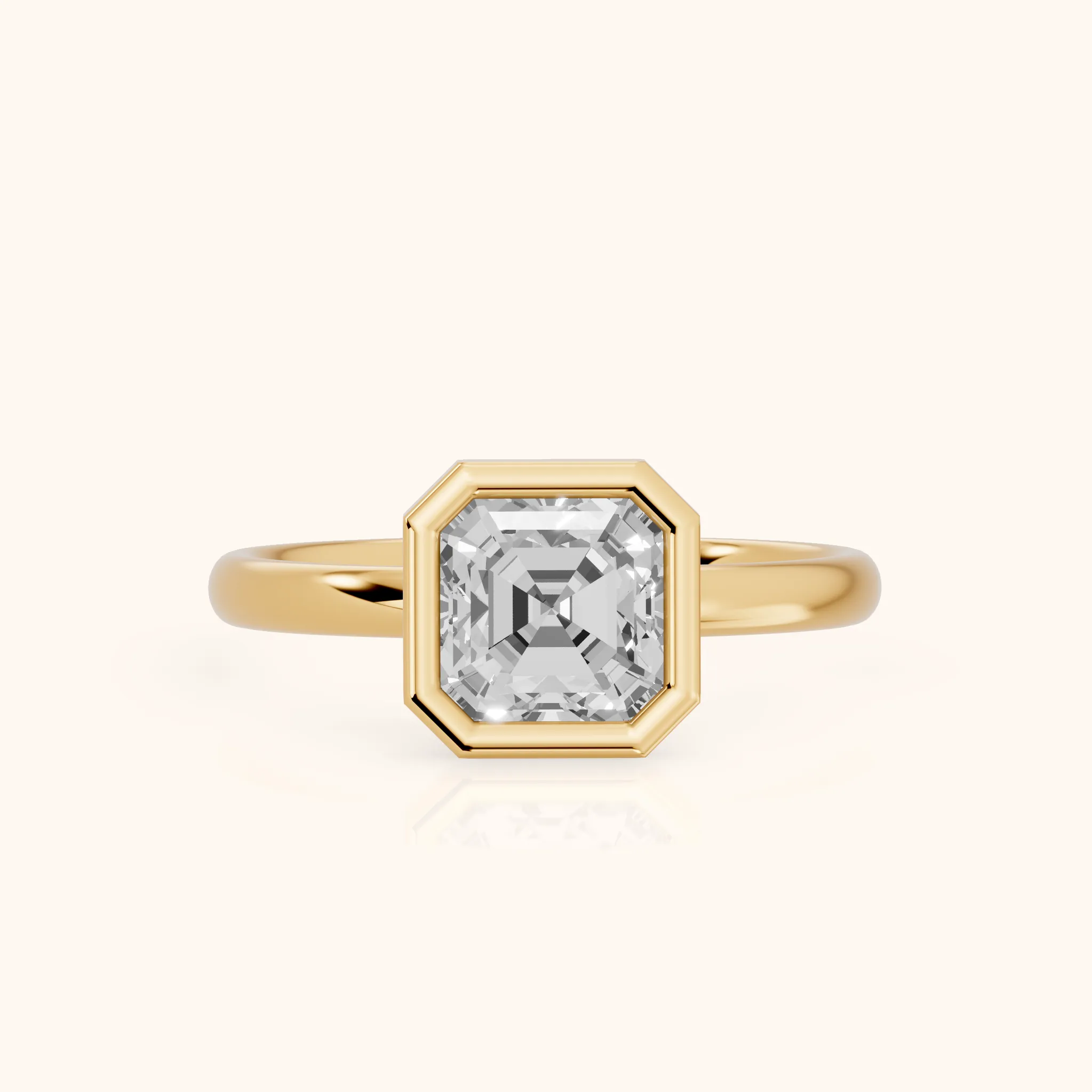 Maeve Bezel Solitaire Asscher Diamond Ring in Yellow Gold — view 1