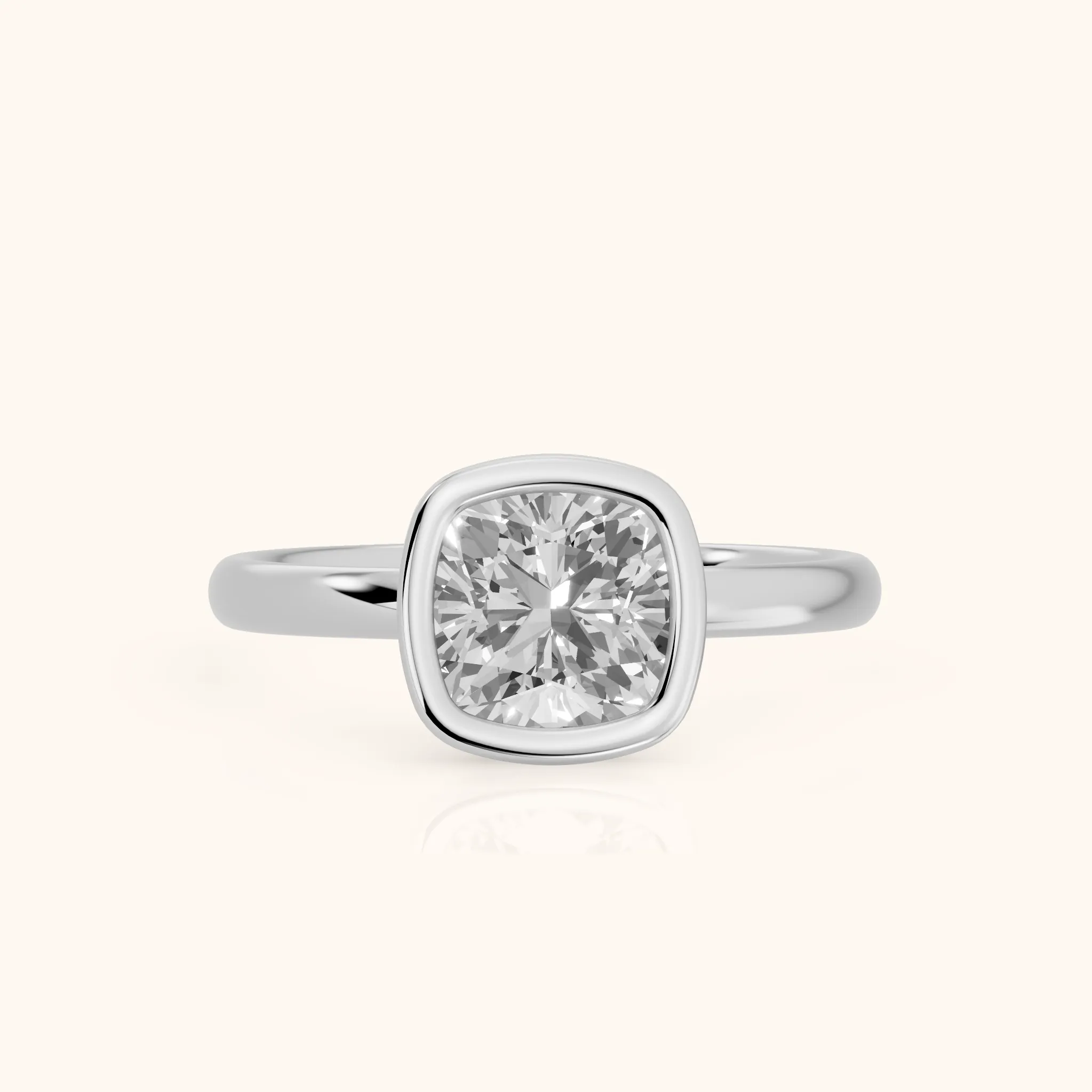 Maeve Bezel Solitaire Cushion Diamond Ring in Silver — view 1