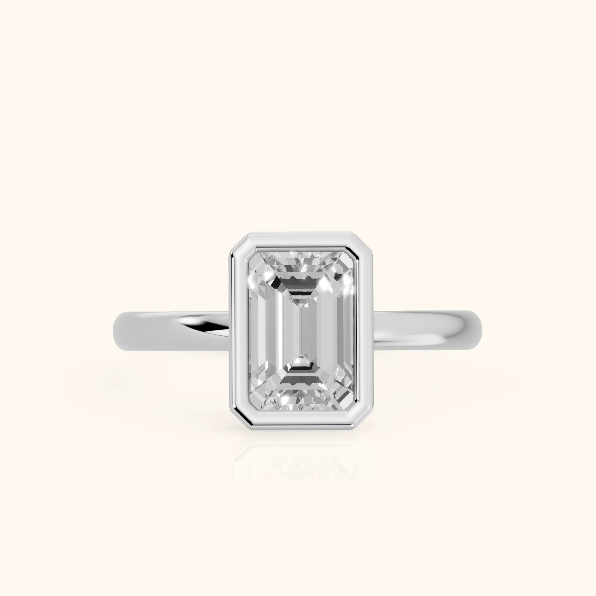 Maeve Bezel Solitaire Emerald Diamond Ring in Silver — view 1