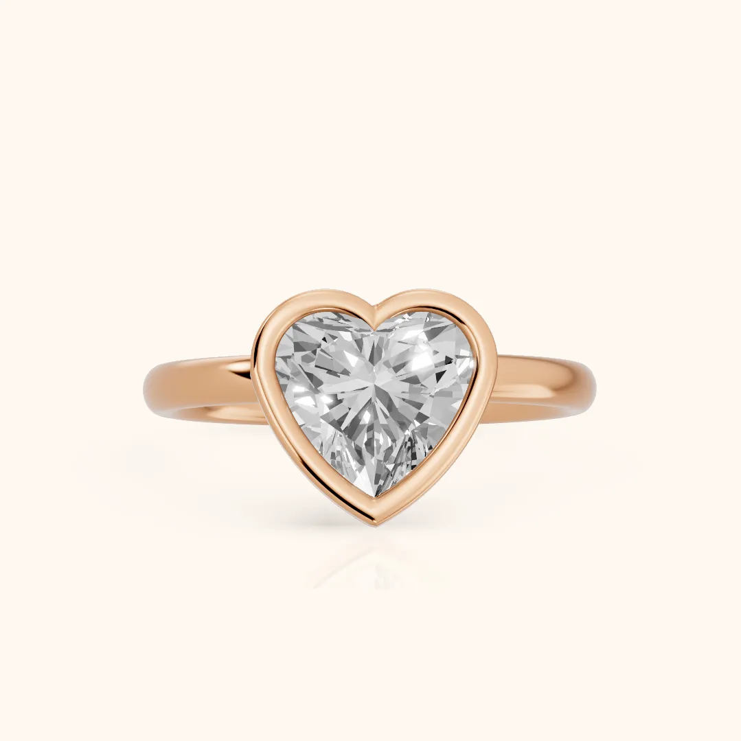 Maeve Bezel Solitaire Heart Diamond Ring in Rose Gold — view 2
