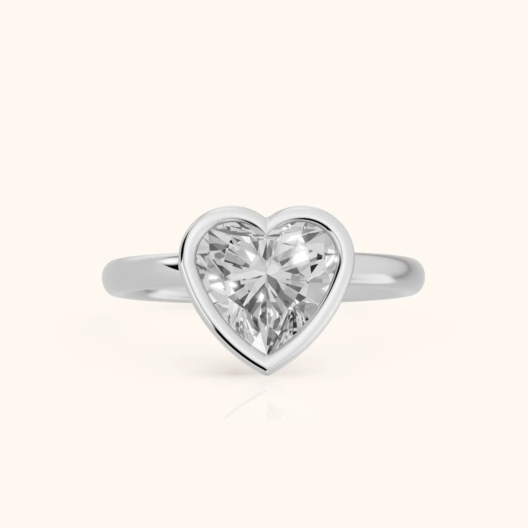 Maeve Bezel Solitaire Heart Diamond Ring in Platinum — view 2