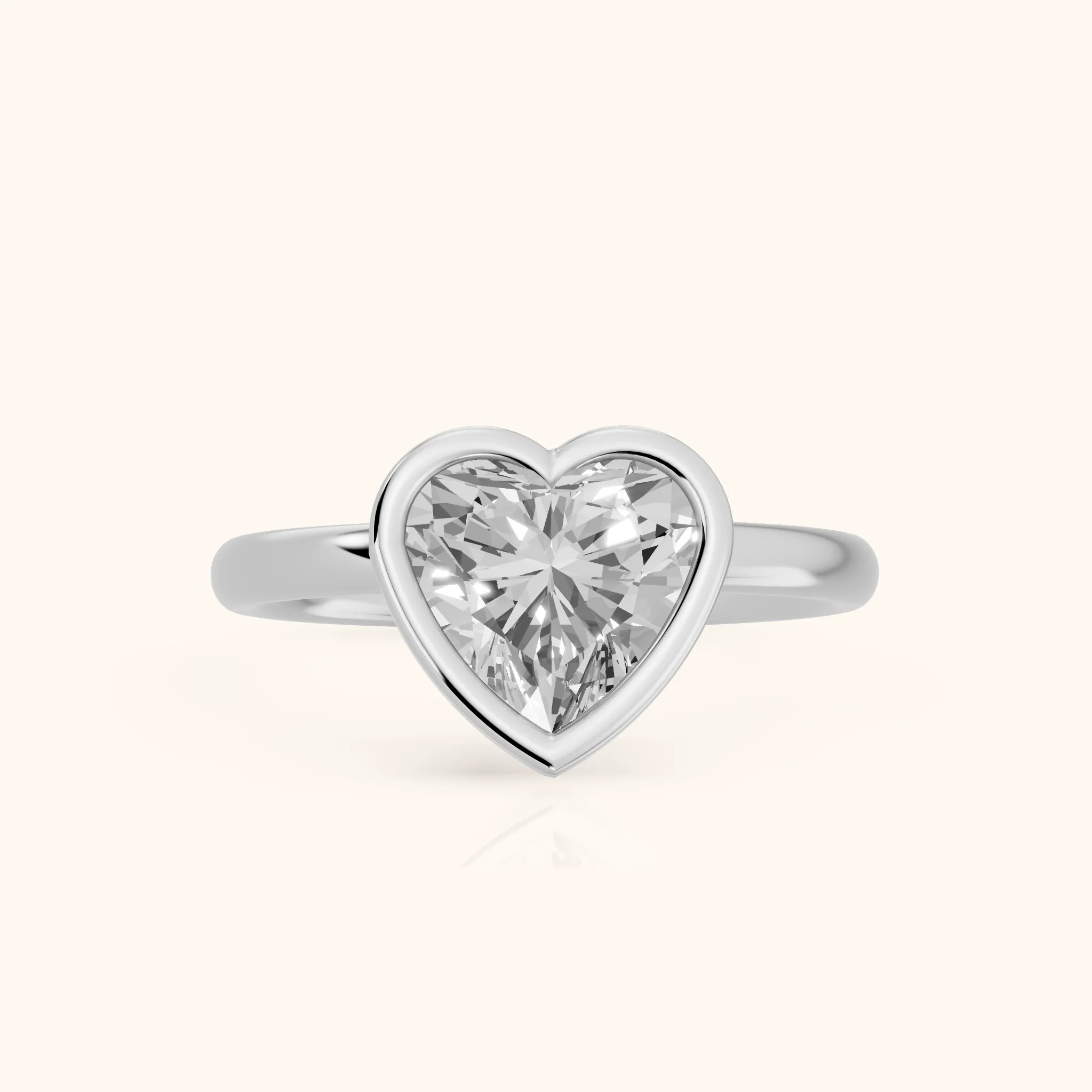 Maeve Bezel Solitaire Heart Diamond Ring in Platinum — view 1