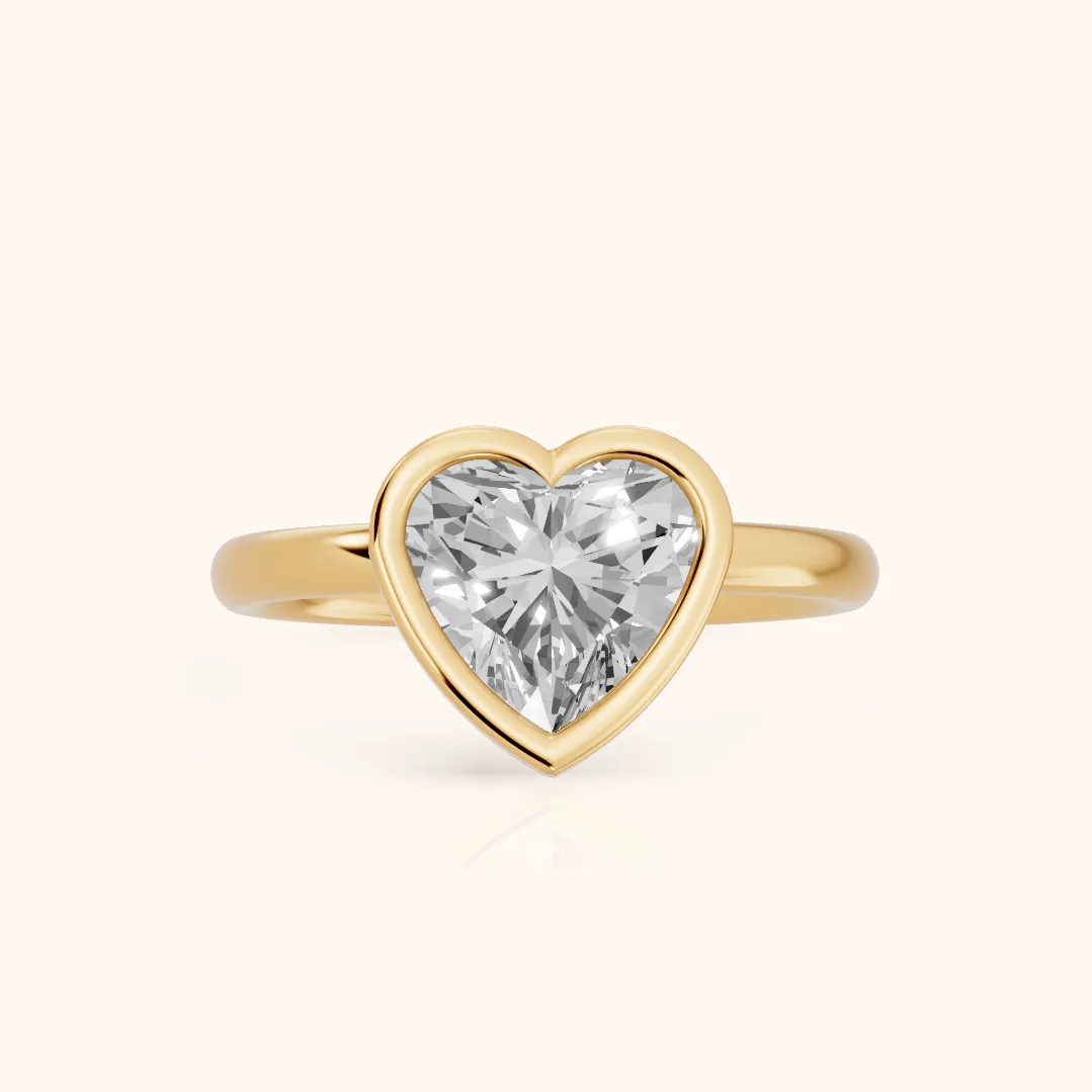 Maeve Bezel Solitaire Heart Diamond Ring in Yellow Gold — view 2