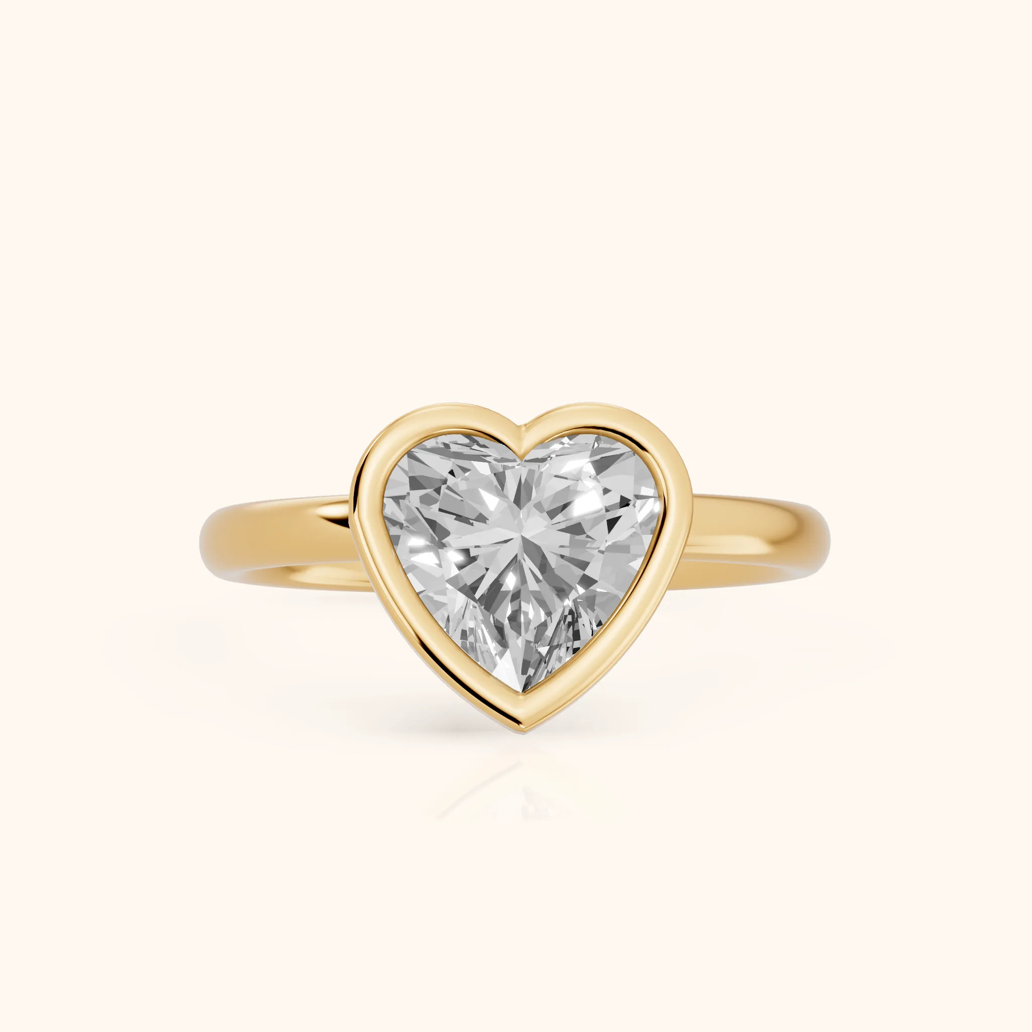 Maeve Bezel Solitaire Heart Diamond Ring in Yellow Gold — view 1