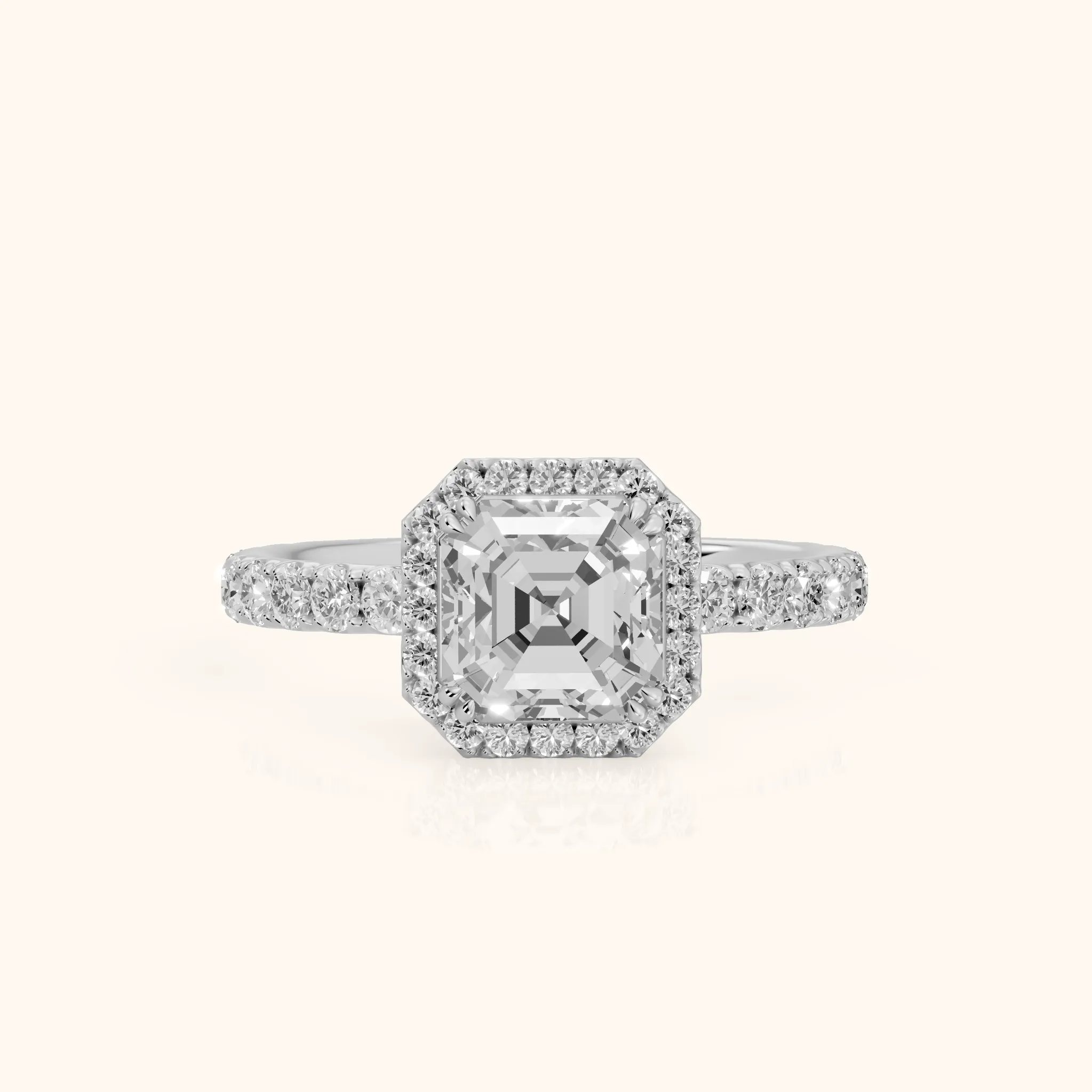 Chloe Halo Pavé Asscher Diamond Ring in Silver — view 1