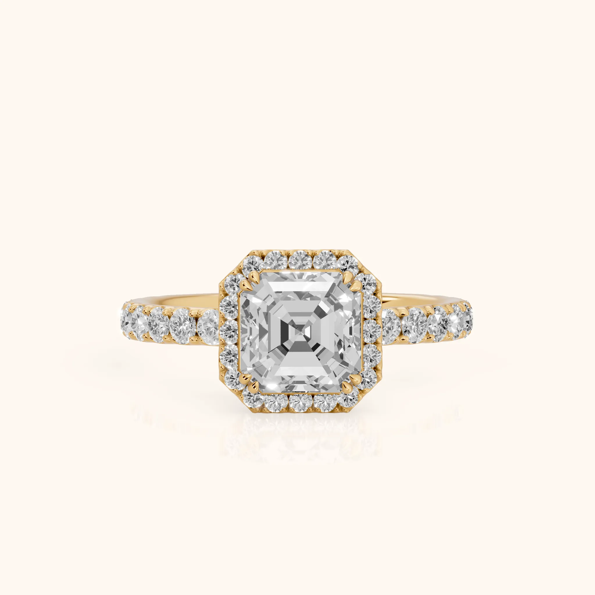 Chloe Halo Pavé Asscher Diamond Ring in Yellow Gold — view 1