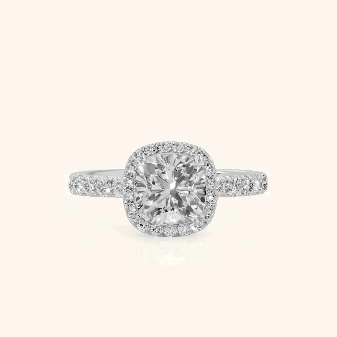 Chloe Halo Pavé Cushion Diamond Ring in Silver — view 2