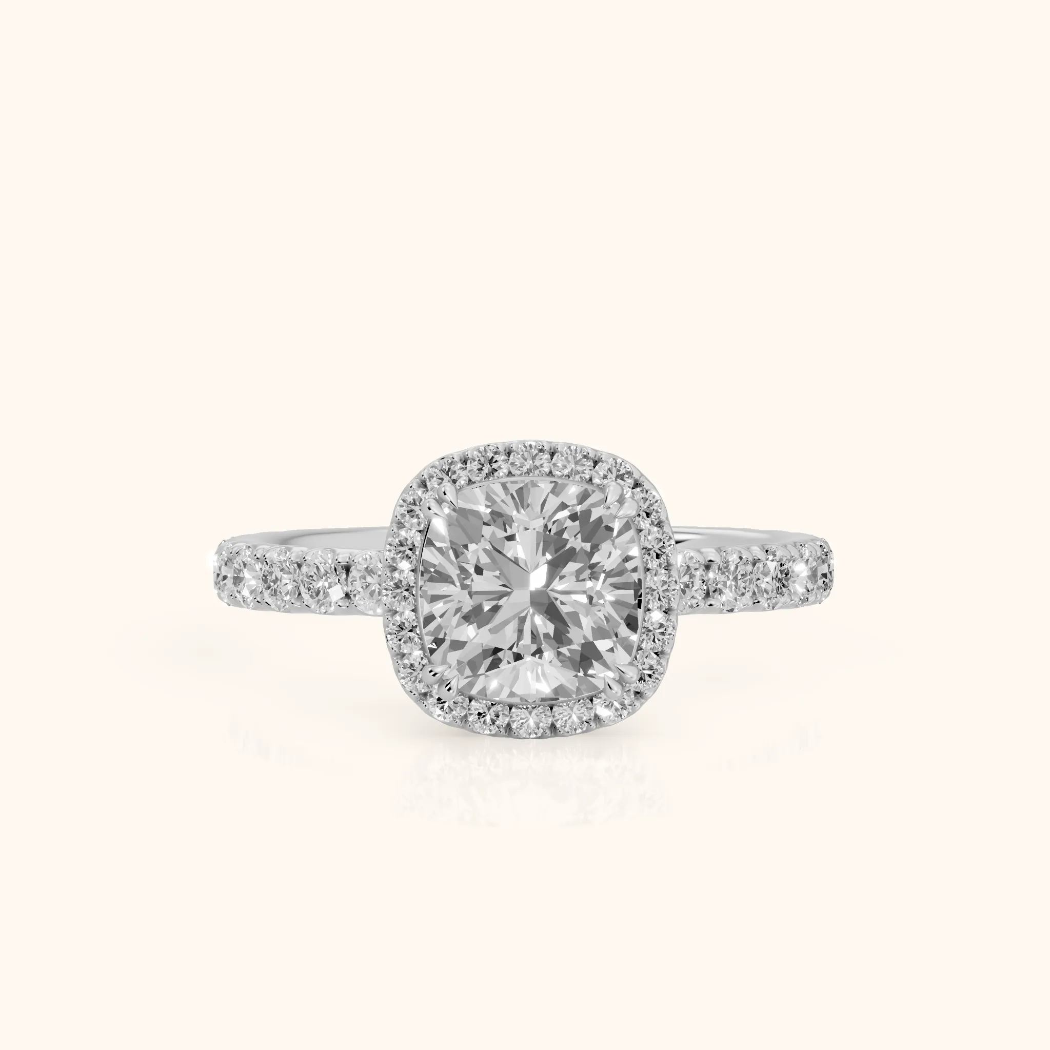Chloe Halo Pavé Cushion Diamond Ring in Silver — view 1