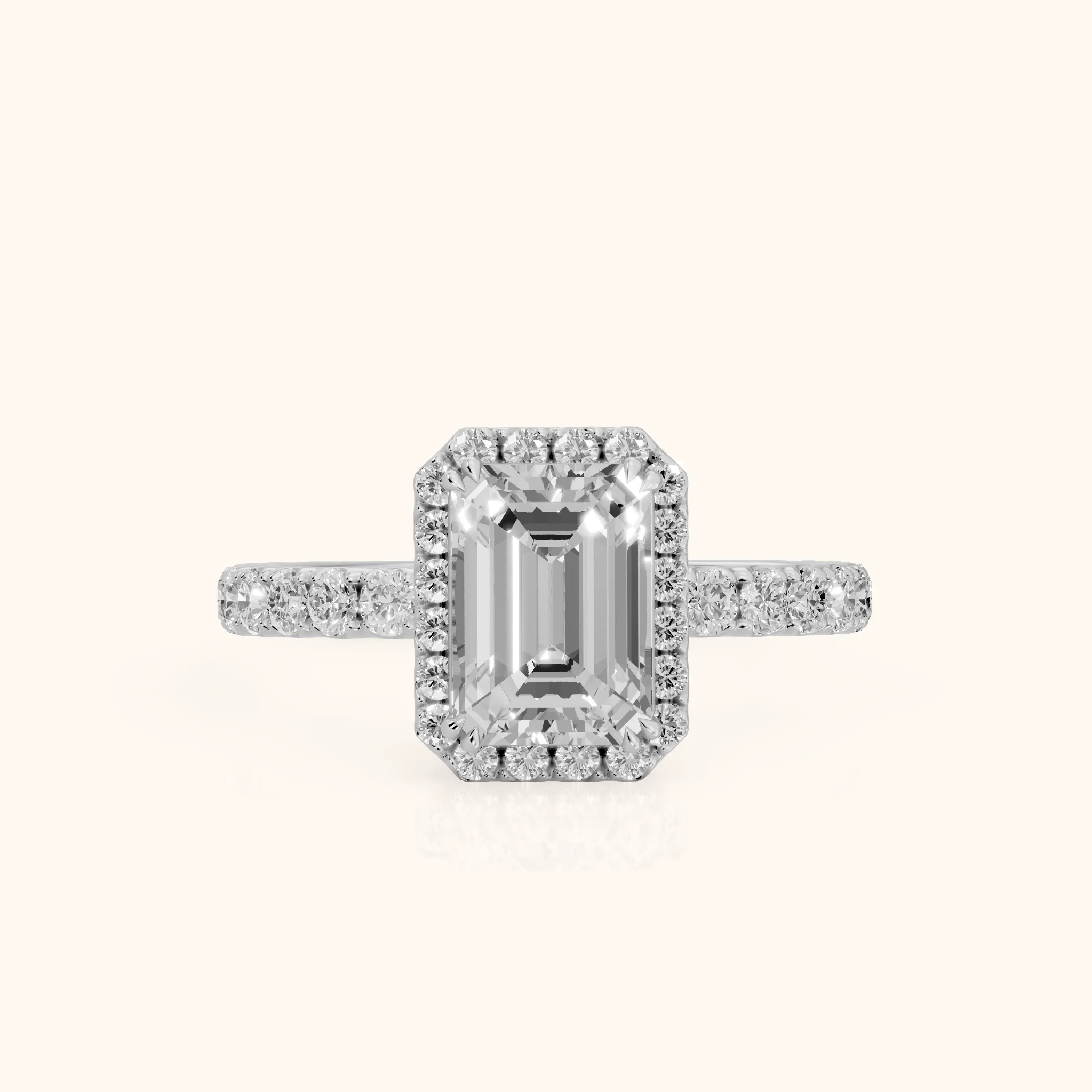 Chloe Halo Pavé Emerald Diamond Ring in Silver — view 1