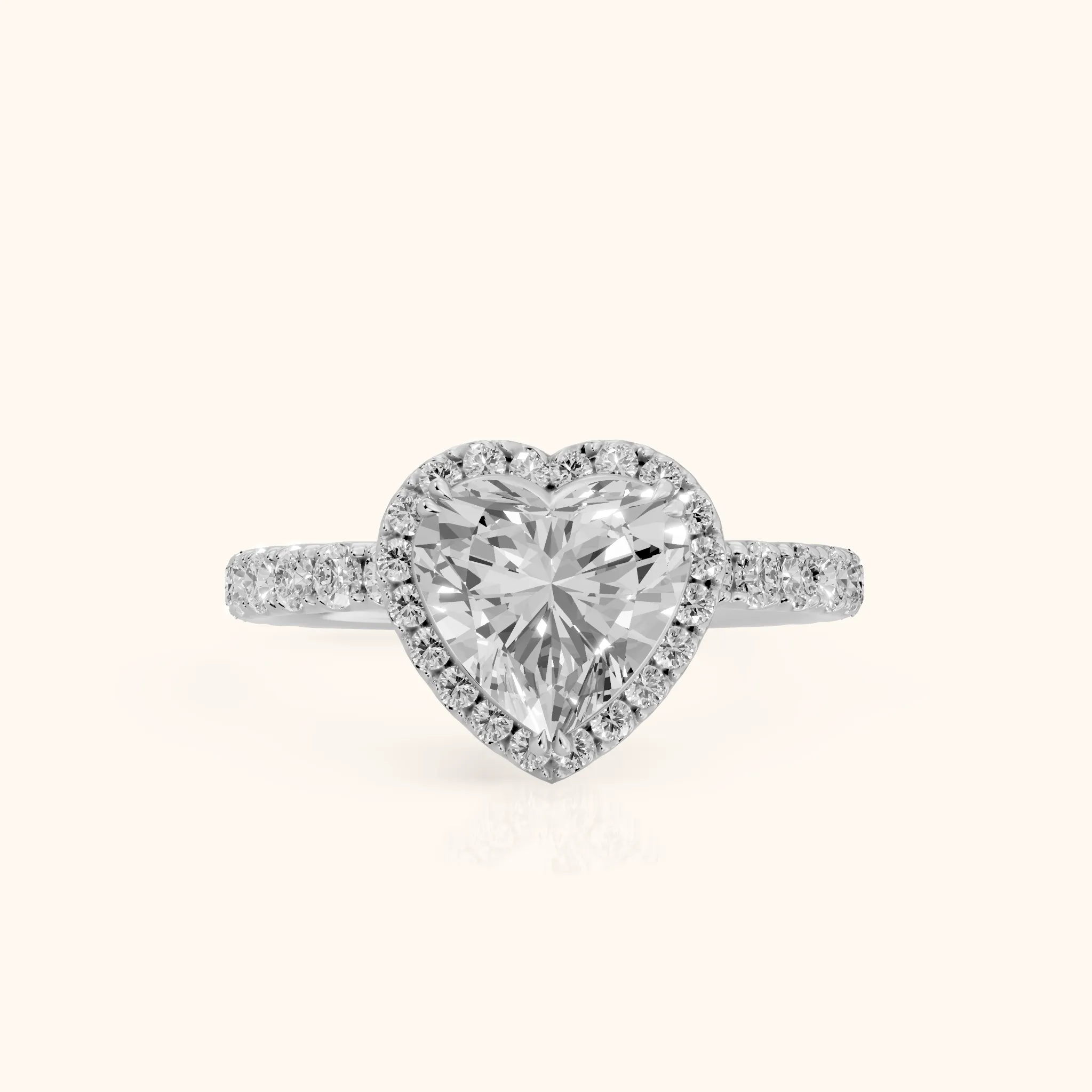 Chloe Halo Pavé Heart Diamond Ring in Silver — view 1