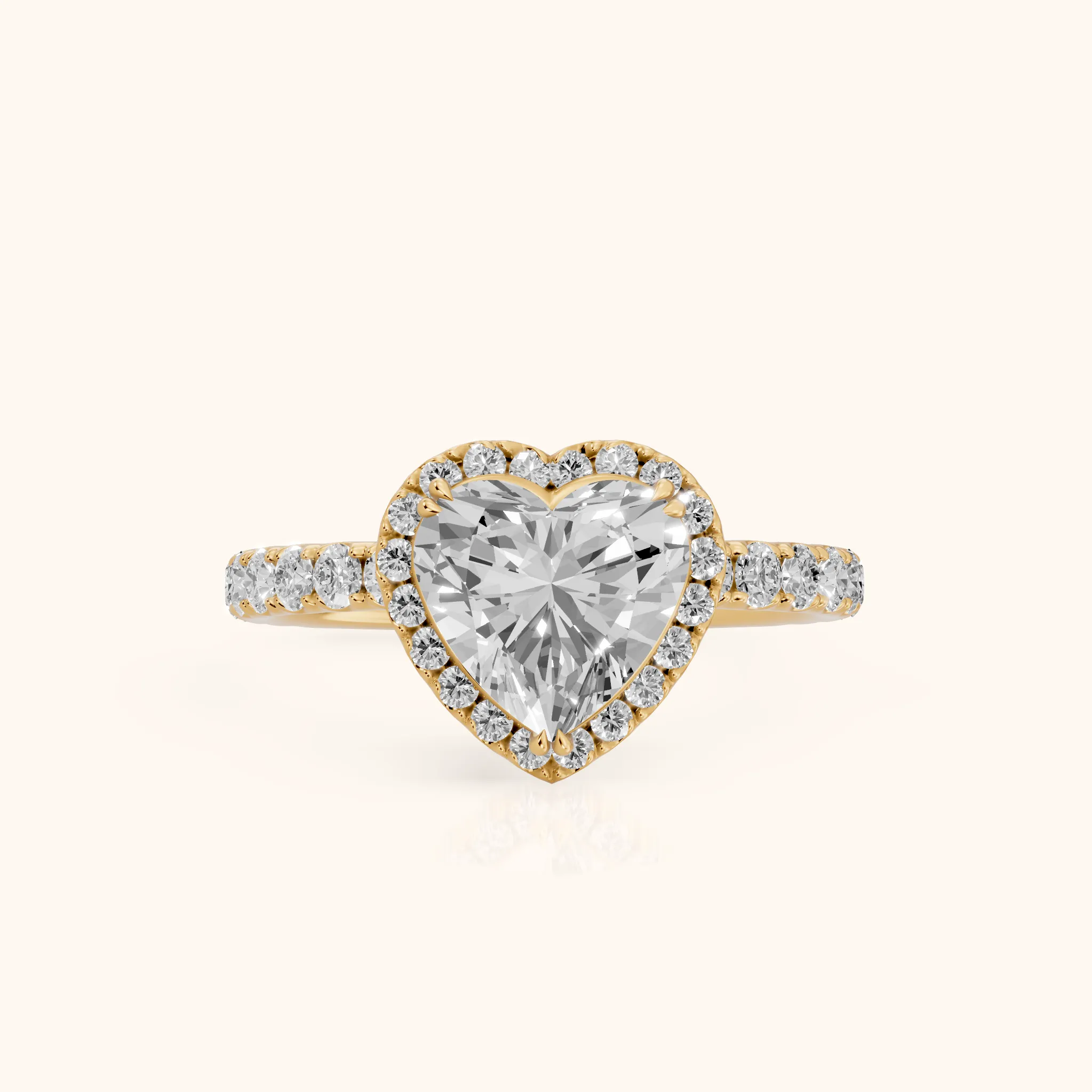 Chloe Halo Pavé Heart Diamond Ring in Yellow Gold — view 1
