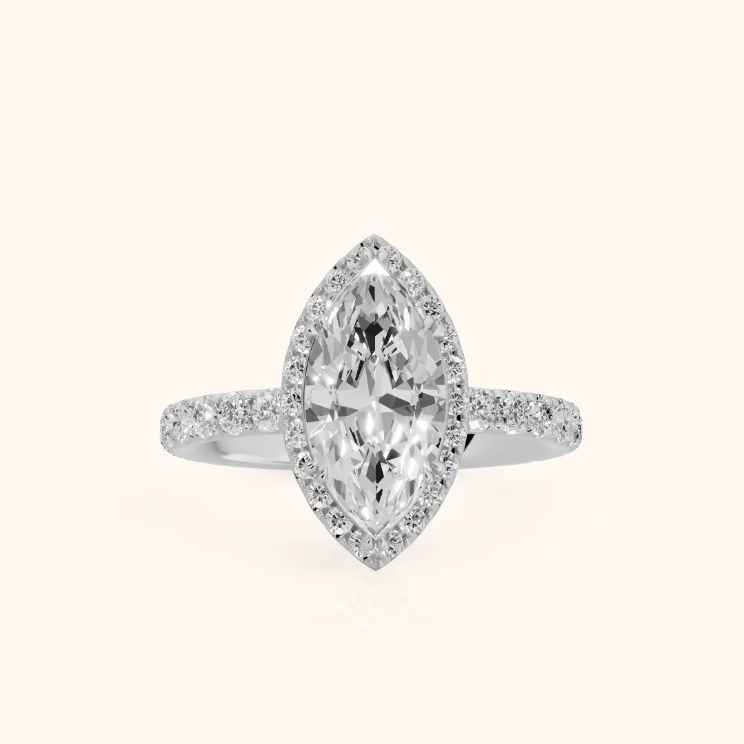 Chloe Halo Pavé Marquise Diamond Ring in Silver — view 2