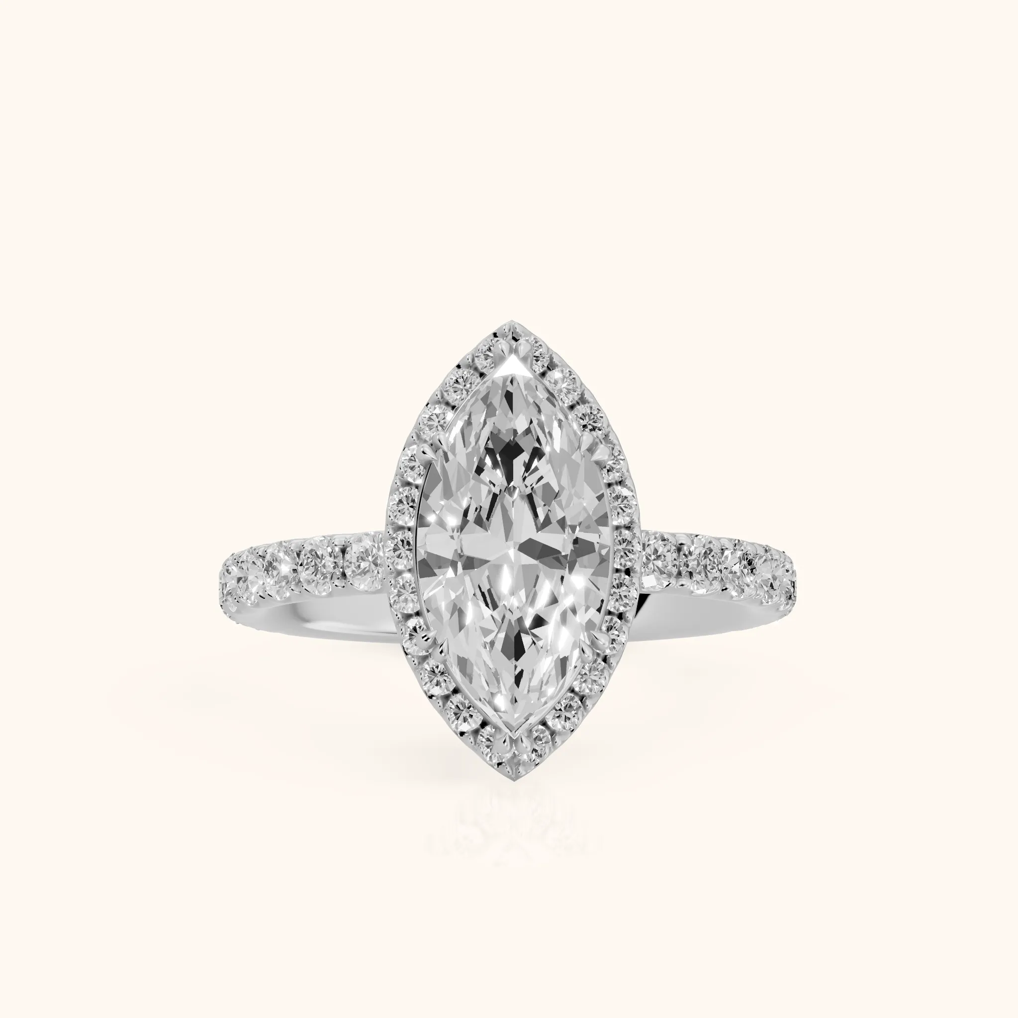 Chloe Halo Pavé Marquise Diamond Ring in Silver — view 1