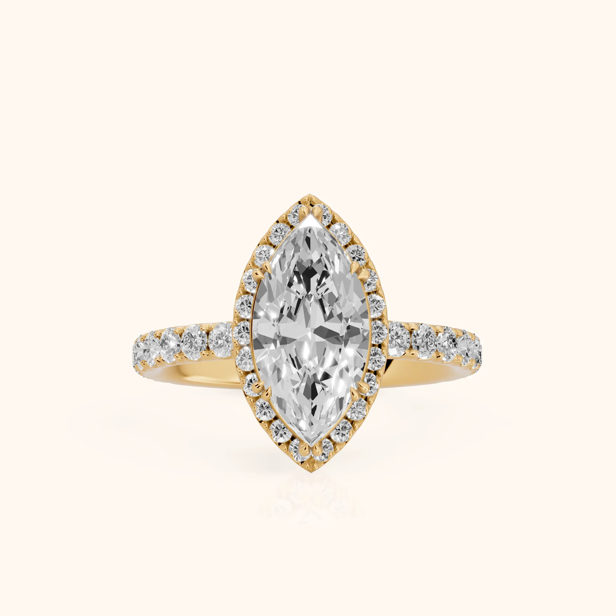 Chloe Halo Pavé Marquise Diamond Ring in Yellow Gold — view 1