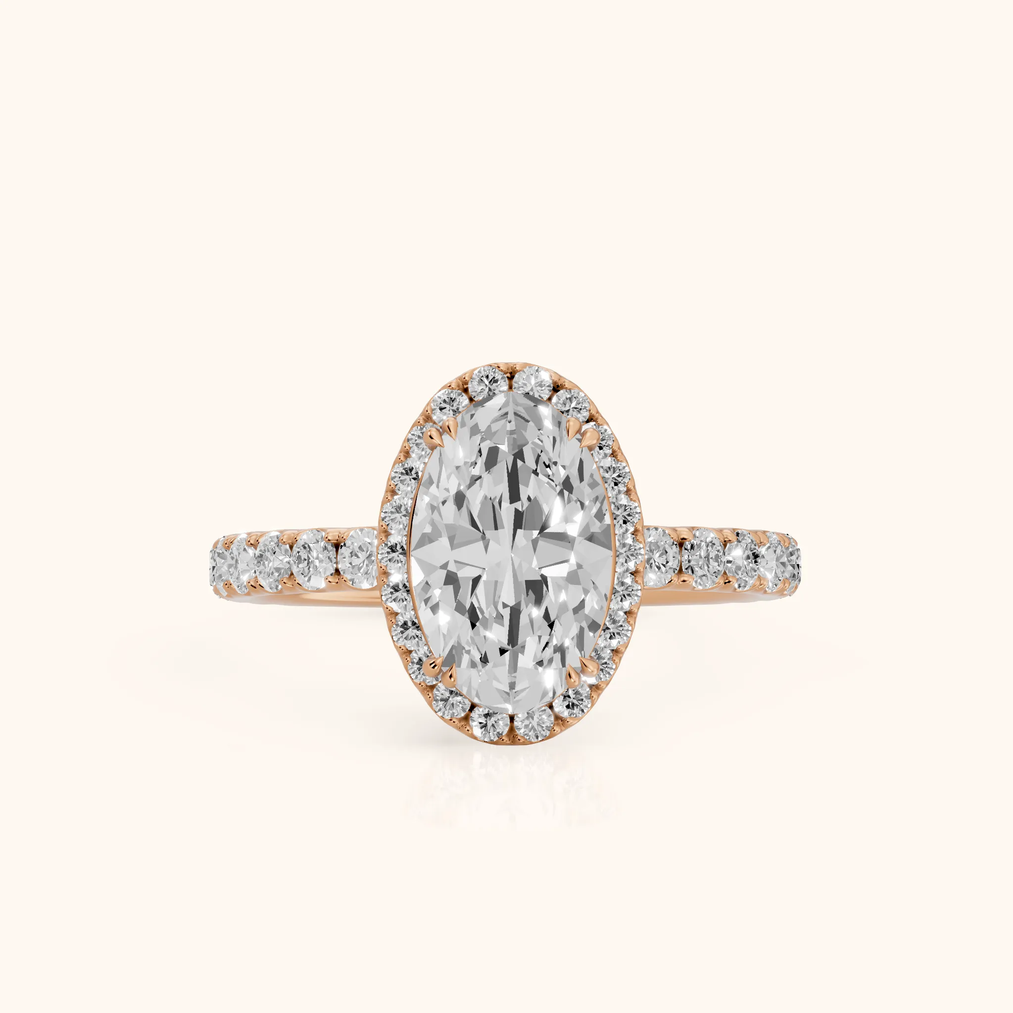 Chloe Halo Pavé Oval Diamond Ring in Rose Gold — view 1
