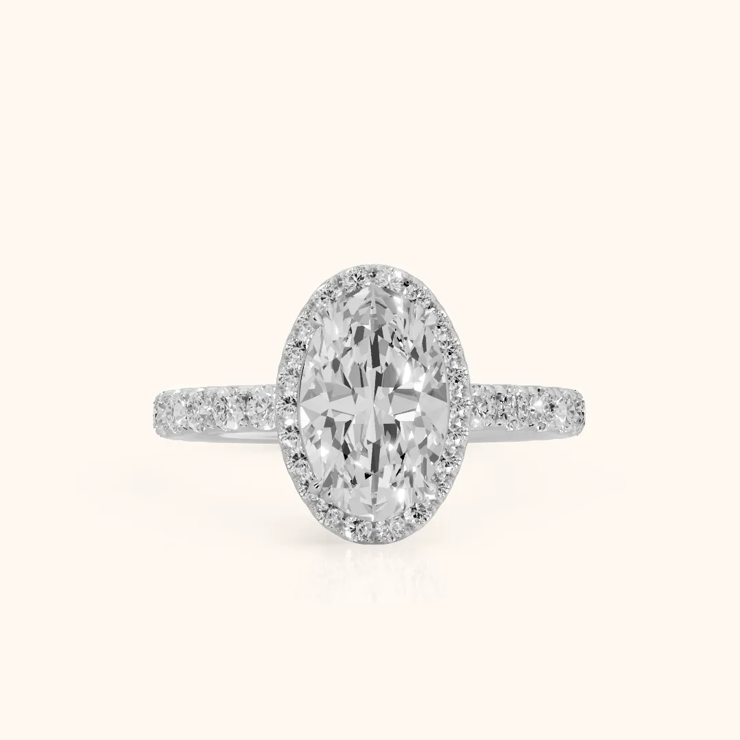 Chloe Halo Pavé Oval Diamond Ring in Silver — view 2